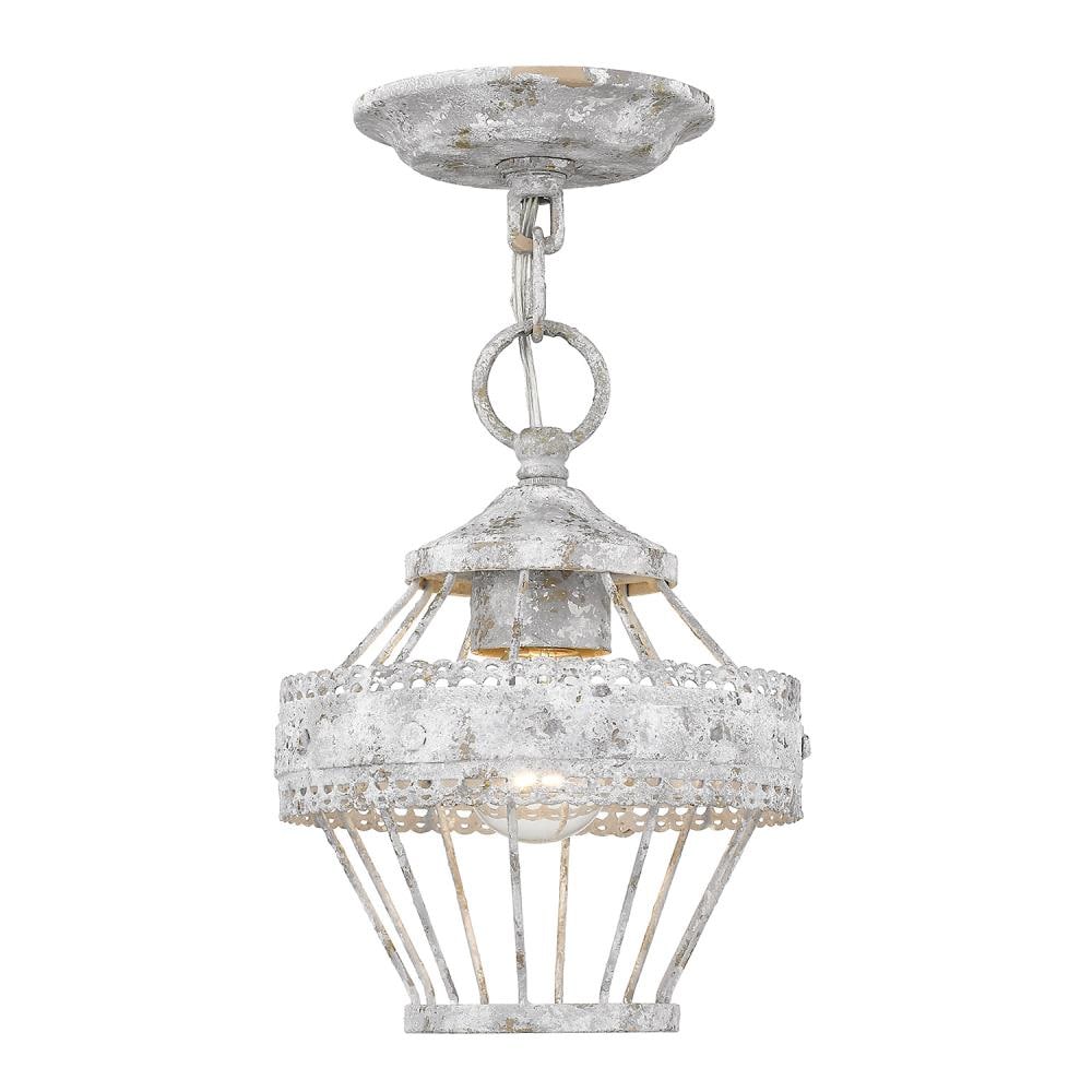 Golden Lighting 7856-1SF OY Ferris 1 -Light 7.5-in White Semi Flush Mount Light
