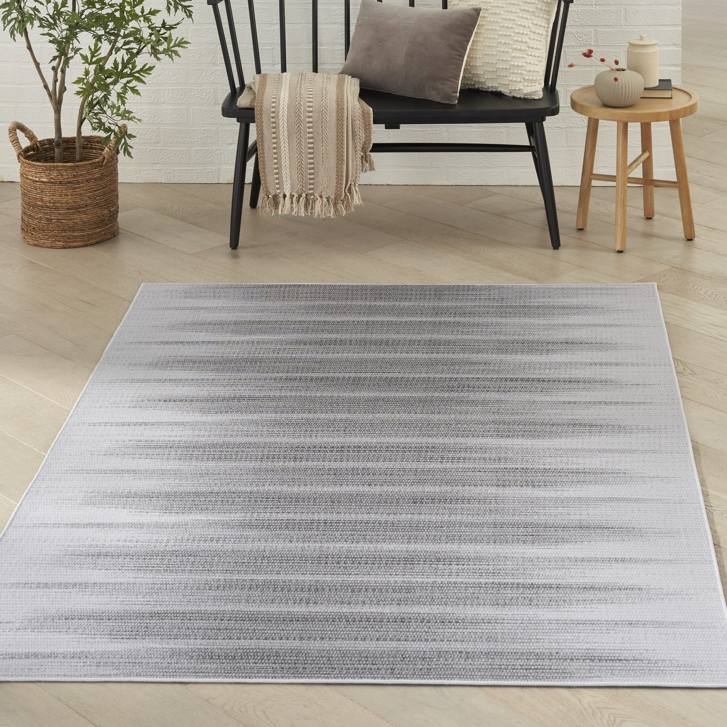 Nourison Home 099446931931 Vintage Home 4 x 6 (ft) Polyester Grey Rectangular Indoor Abstract Area rug