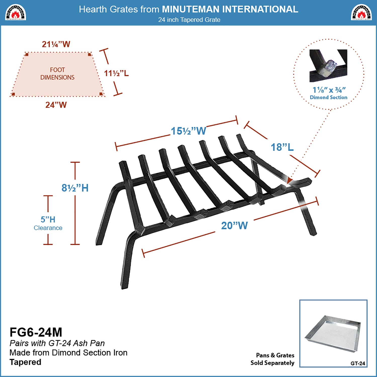 Minuteman International FG6-24 Fireplace-Grates - View #7
