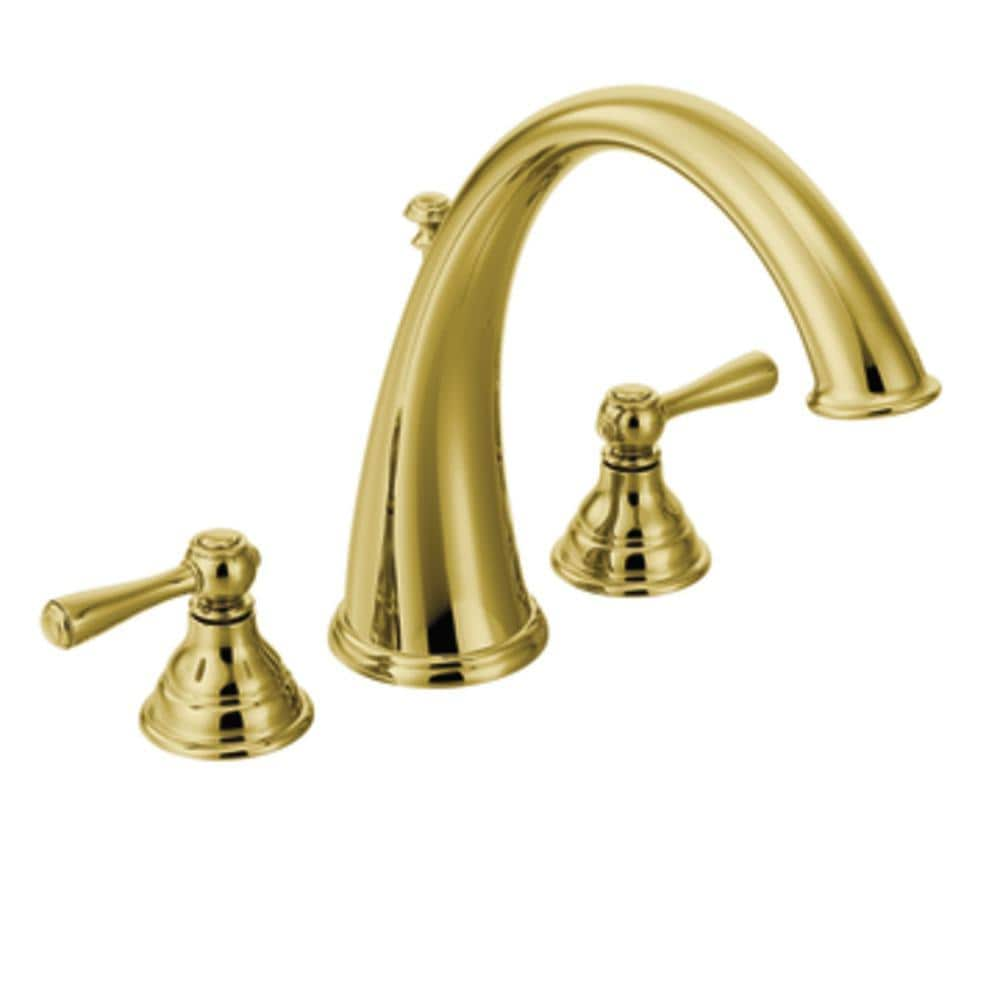 Moen Kingsley Polished Brass 2-handle Deck Mount Roman High-arc Bathtub ...