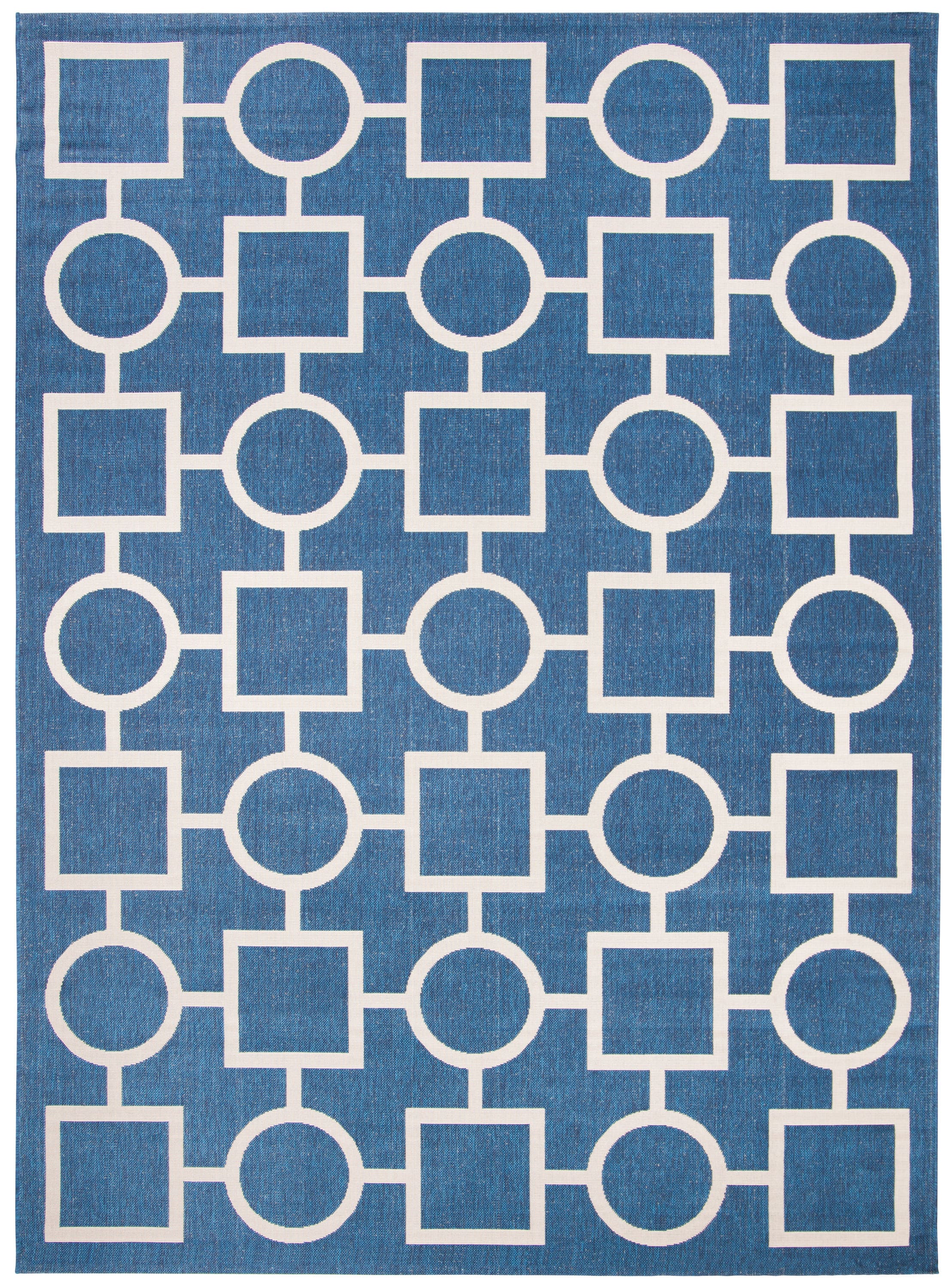 Safavieh CY6925-268-8 Courtyard Velin 8 x 11 (ft) Loomed Polypropylene Navy/Beige Rectangular Indoor/Outdoor Geometric Coastal Area rug