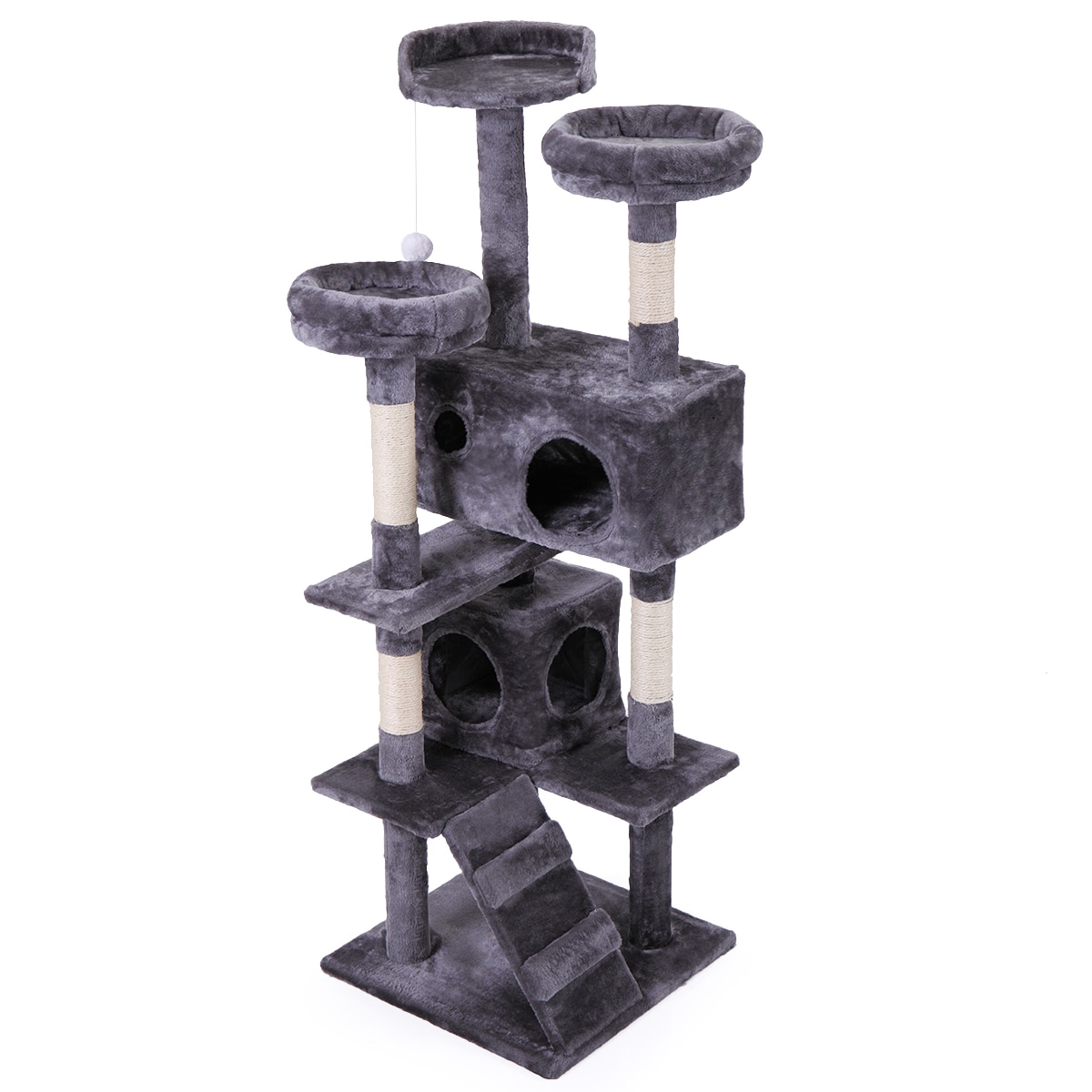 Siavonce XH47631 13.63-in x 19.70-in Gray Faux Fur Cat Tree