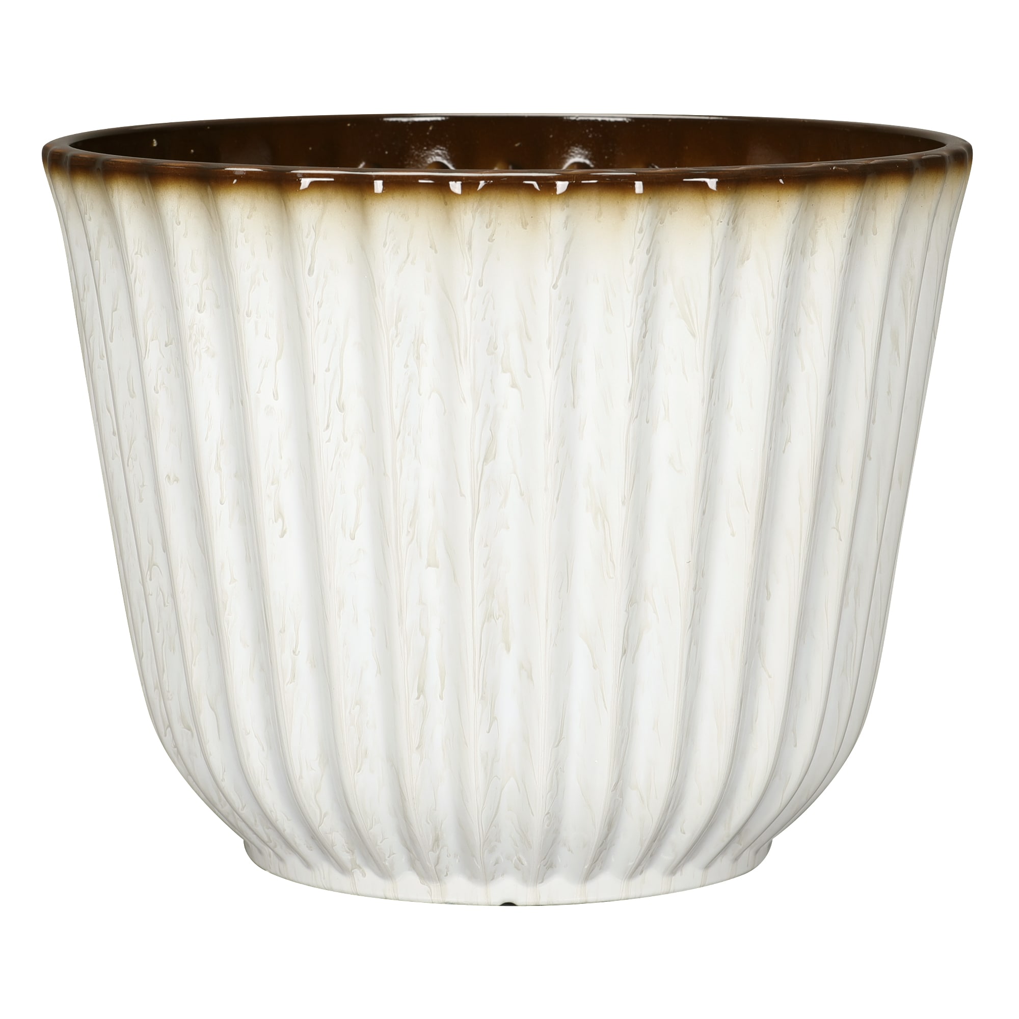 Style Selections PLJE518DWJ Round 16.34-in W Large White Recycled plastic Indoor/Outdoor Planter with Drainage Holes