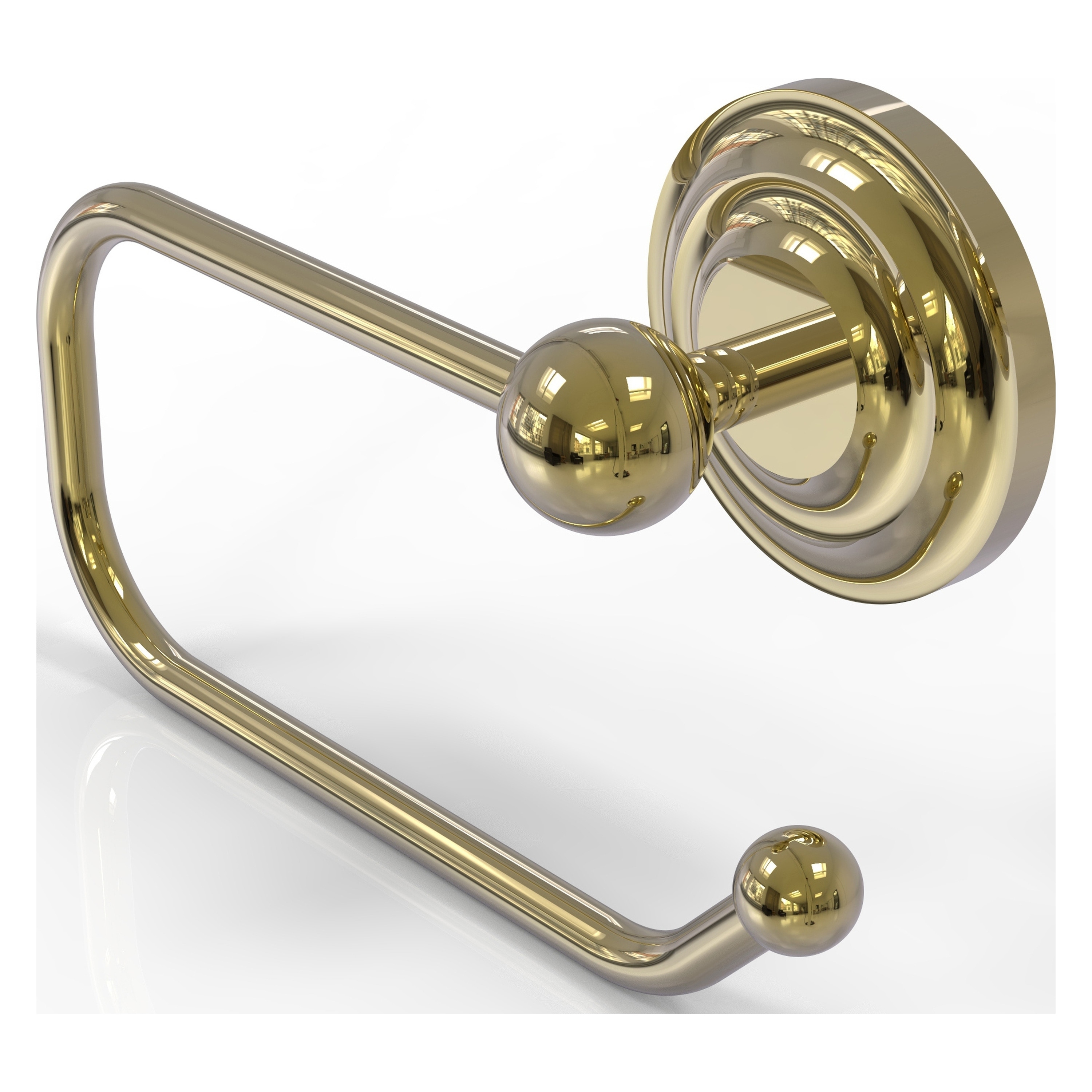 Allied Brass QN-24E-UNL Que New Unlacquered Brass Wall mount Single post Toilet Paper Holder 1 -Rolls with Storage