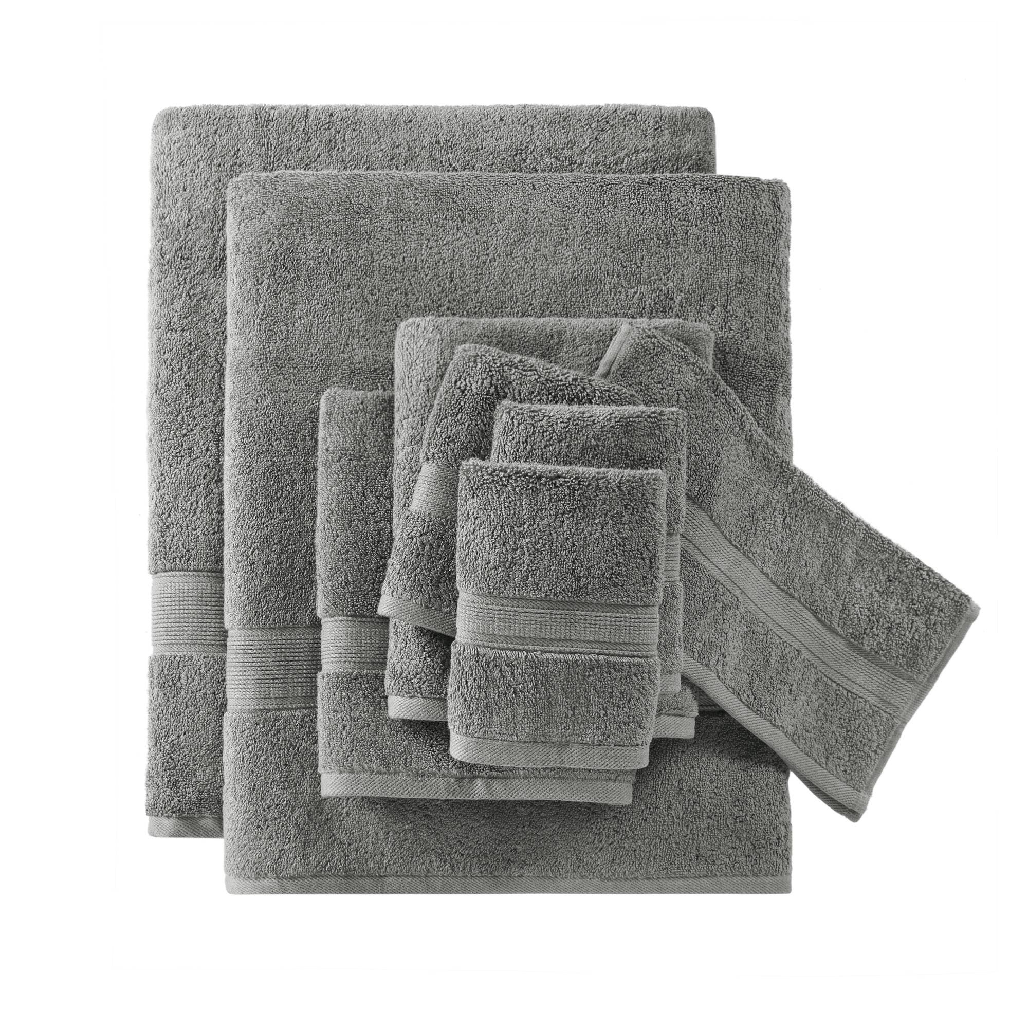 Madison Park Signature MPS73-197 8-Piece Grey Cotton Quick Dry Bath Towel Set (800 GSM)