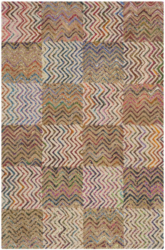 Safavieh NAN602A-4 Nantucket Ansin 4 x 6 (ft) Tufted Synthetic Beige/Brown Rectangular Indoor Abstract Bohemian/Eclectic Area rug