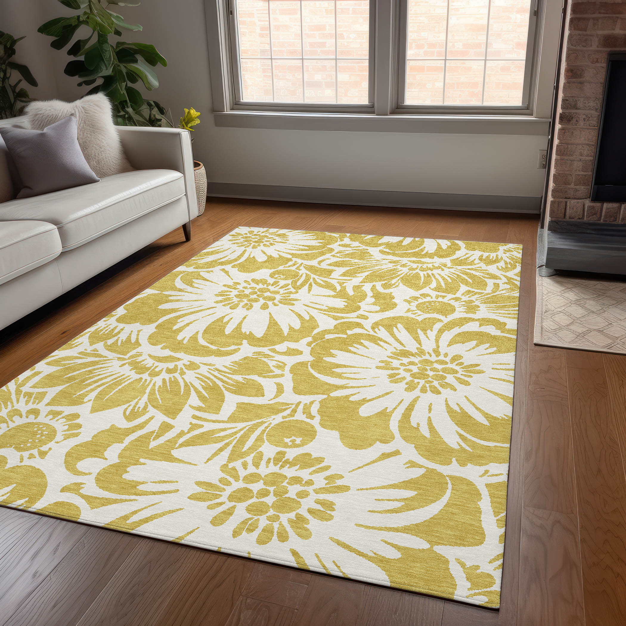 Addison Rugs ACN551GO10X14 Chantille ACN551GO 10 x 14 (ft) Polyester Gold Rectangular Indoor/Outdoor Geometric Farmhouse/Cottage Machine washable Area rug