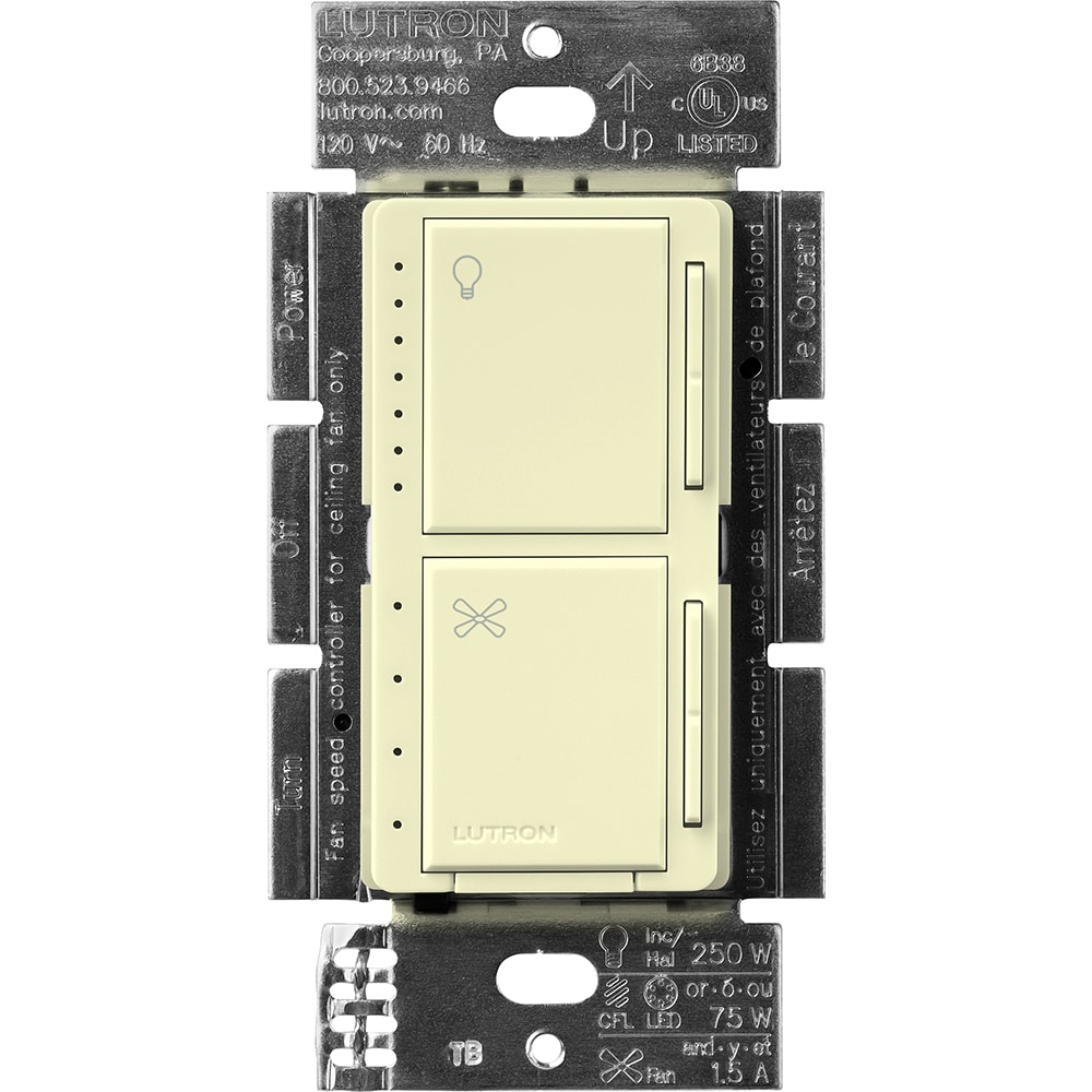 Lutron MACL-LFQ-AL Maestro Fan and Light Control 1.5 -Amp 4-speed Touch Fan Control Almond