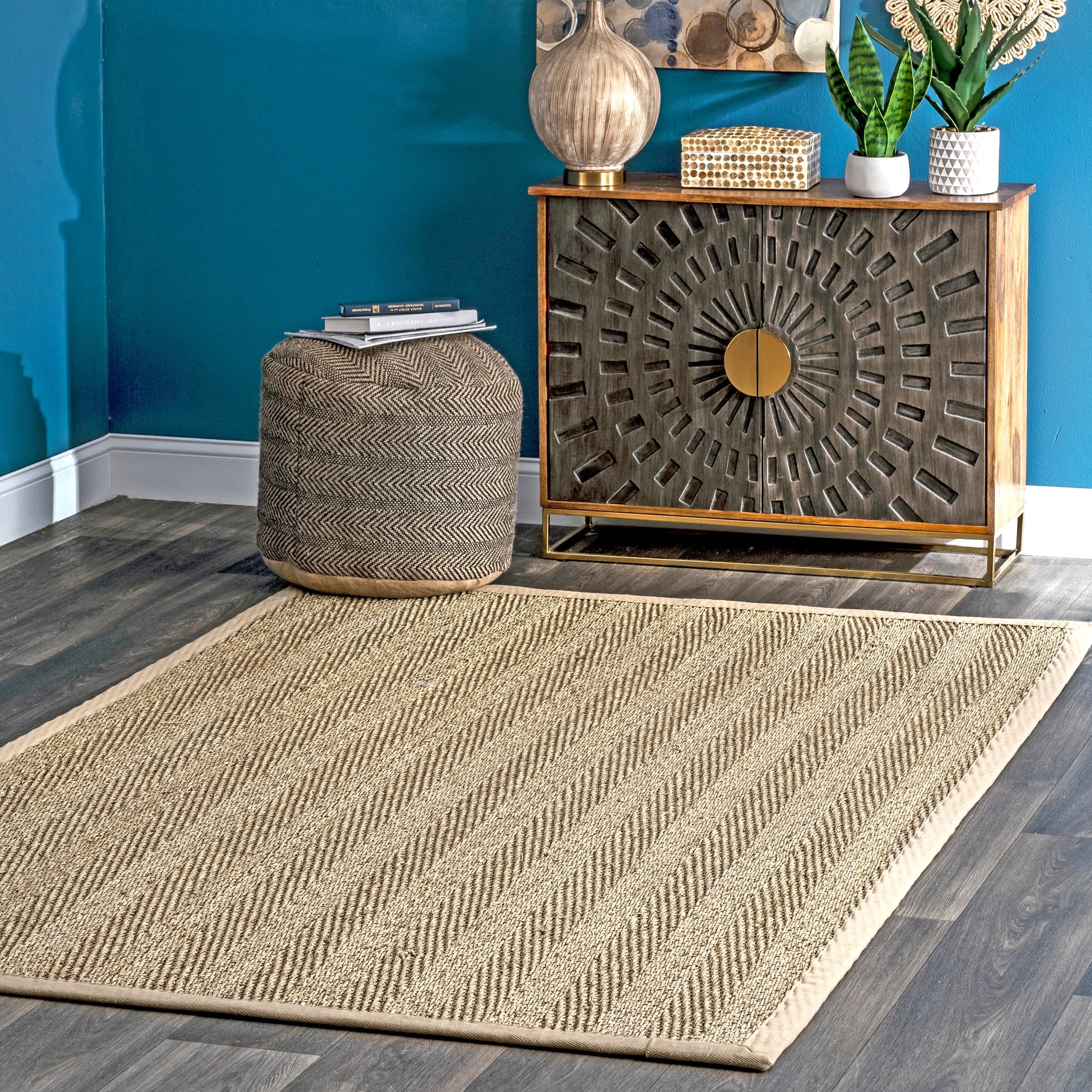 nuLOOM HJSG02A-508 5 x 8 (ft) Loomed Seagrass Natural Rectangular Indoor Border Coastal Area rug