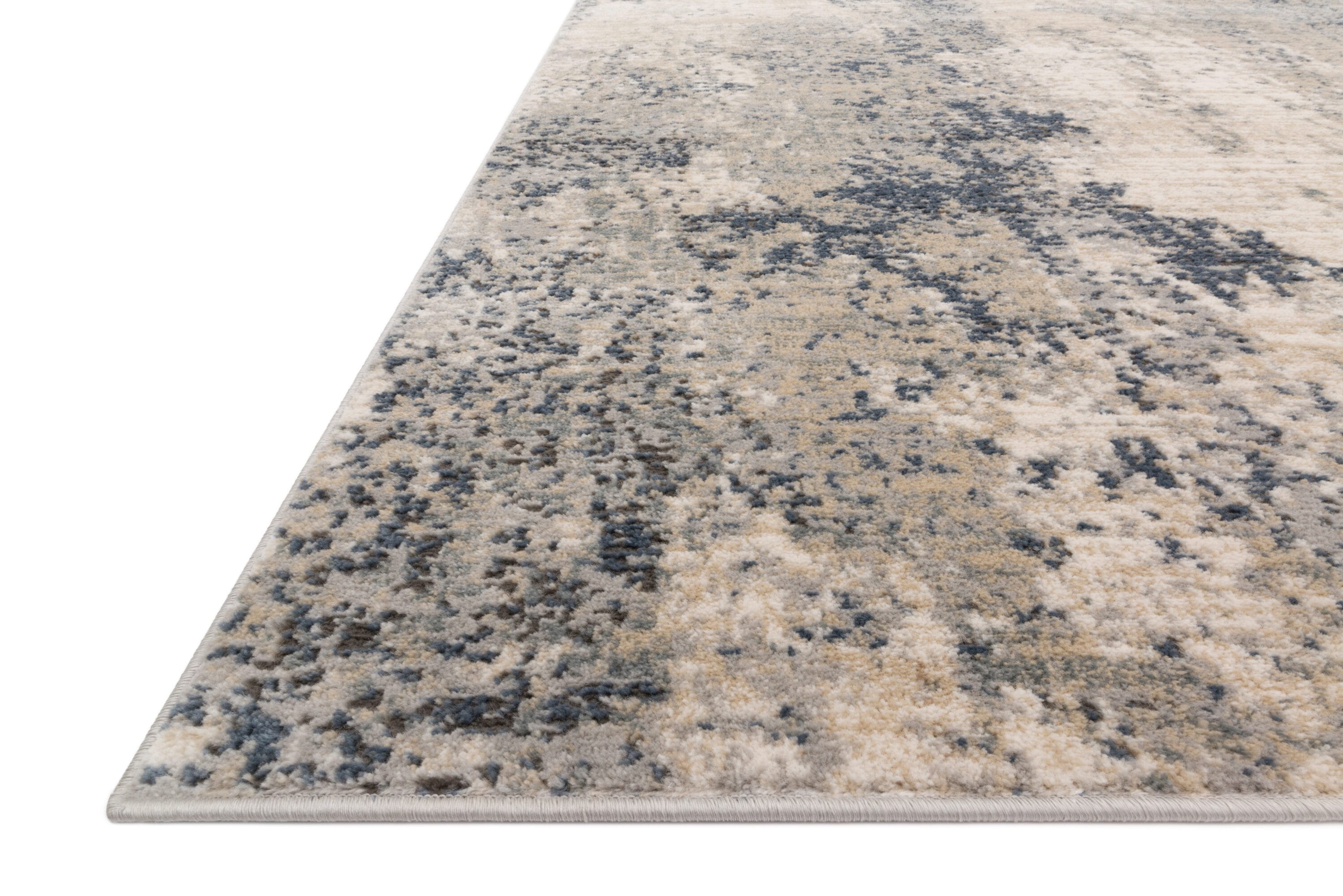 Handmade Reversible Abstract Blue Synthetic Area Rug 5'3" x 7'6"