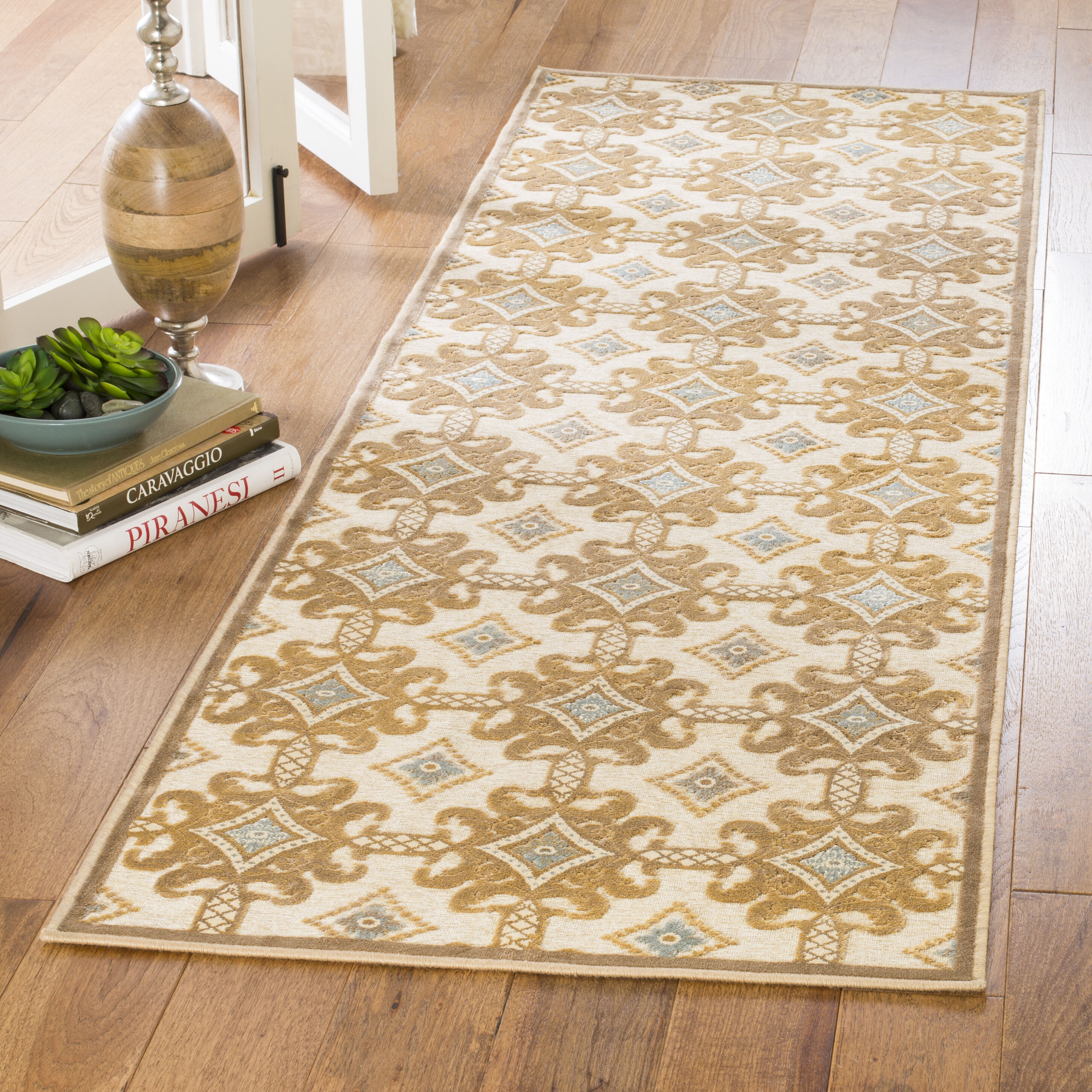 Martha Stewart MSR74303-1640-38 Frolla 3 x 6 (ft) Loomed Synthetic Taupe/Cream Rectangular Indoor Abstract Throw rug
