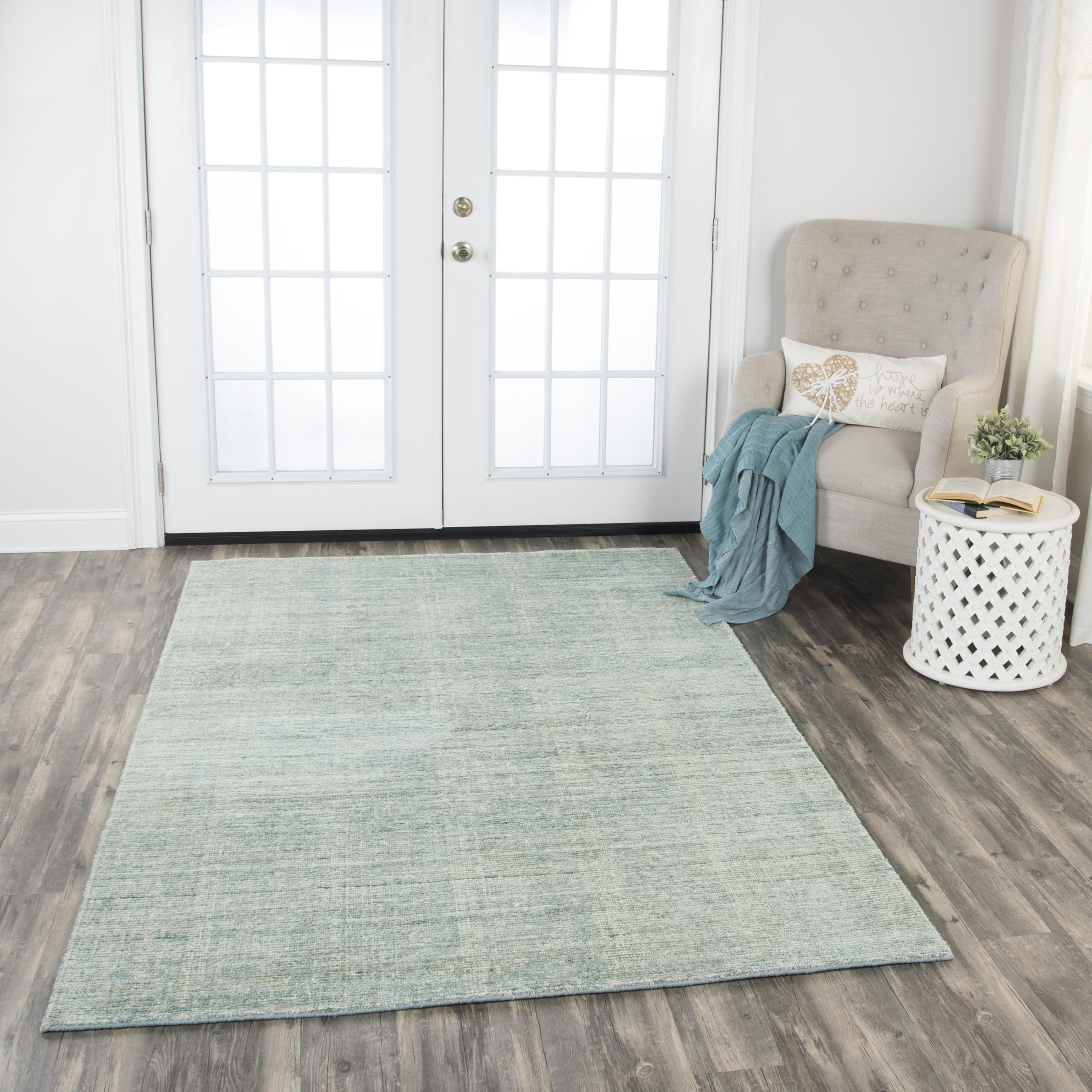 Alora Decor DEMDE1004AA000912 Demure 9 x 12 (ft) Loomed Wool Blue Rectangular Indoor Solid Mid-Century Modern Area rug