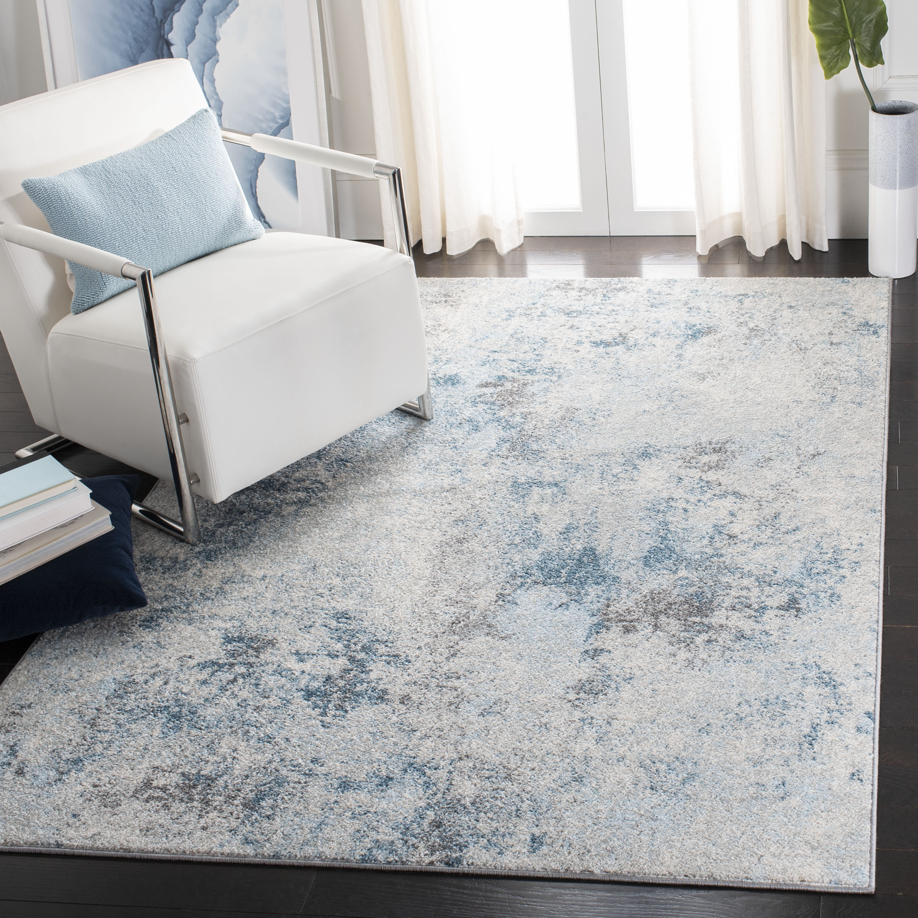 Tulum 209A Ivory Blue 4in x 6in Rug