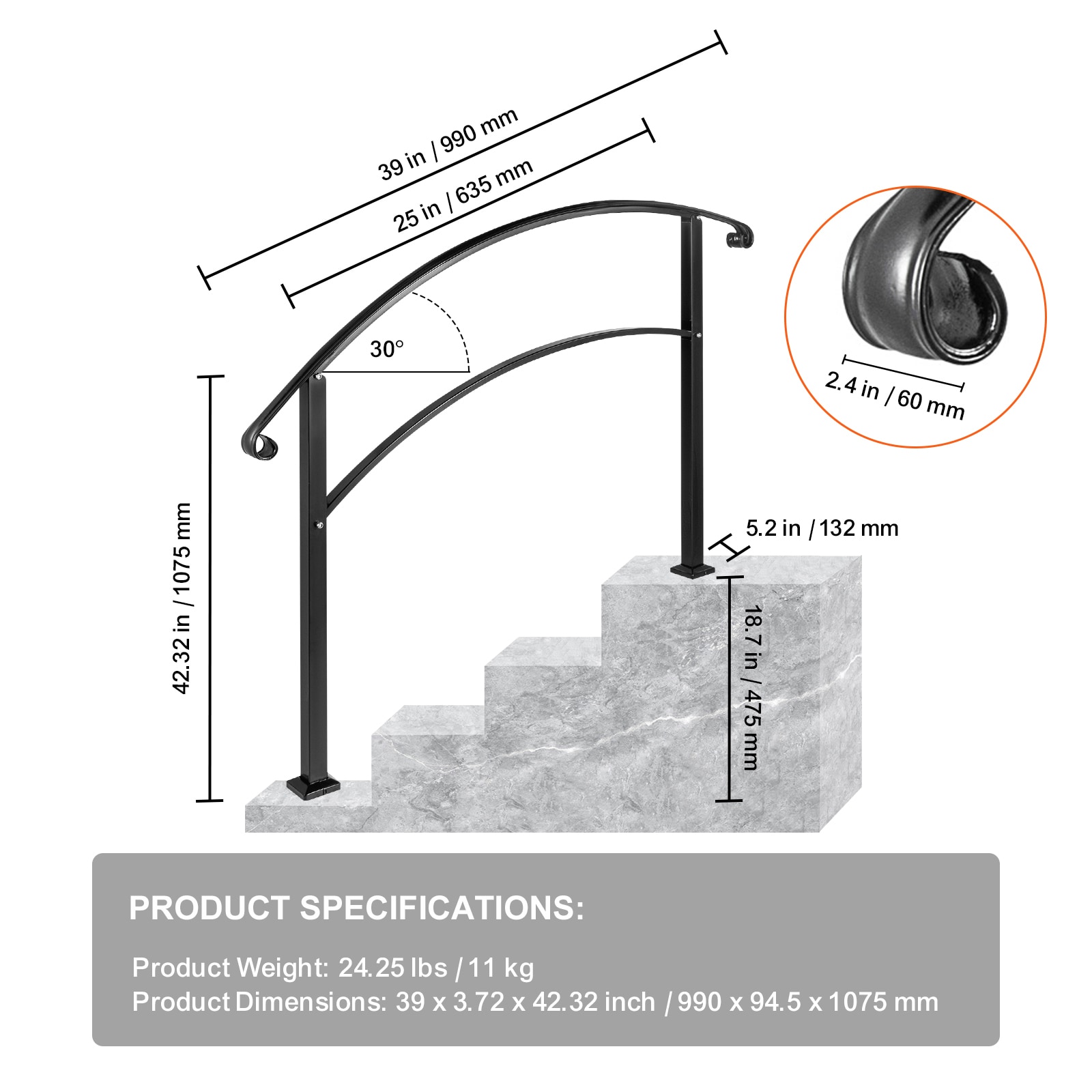 VEVOR SC3FTHWTYFSB00115V0 railings - View #8