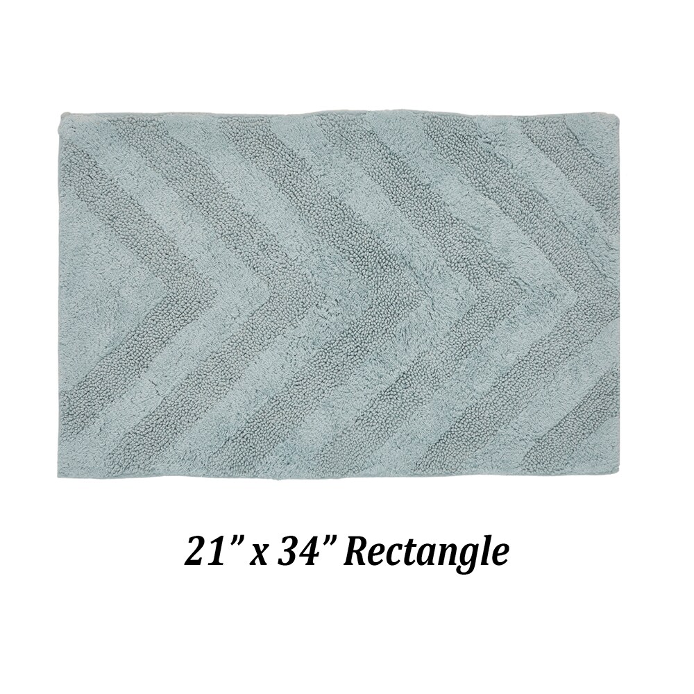 Better Trends 34-in x 21-in Aqua Polyester Bath Rug in the