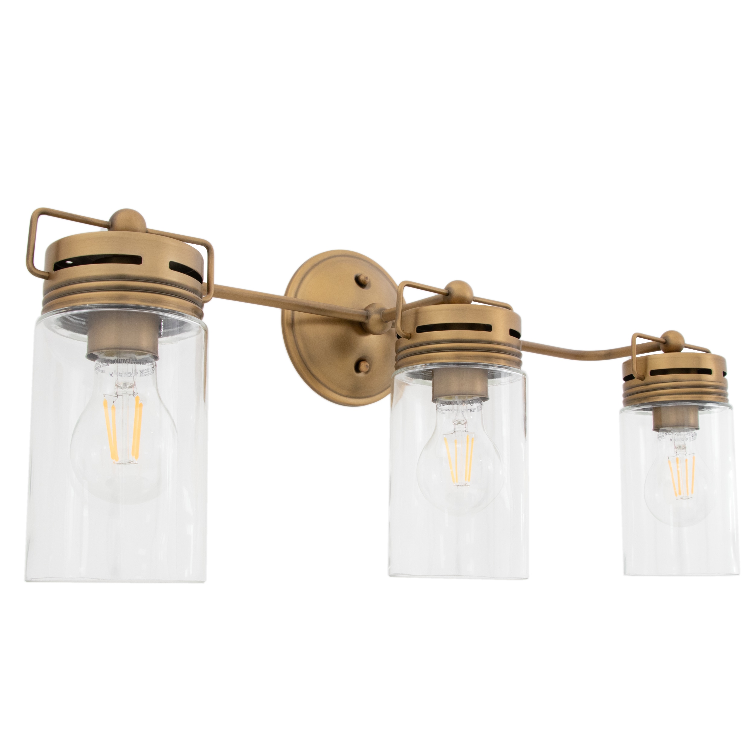 allen + roth Vallymede 24-in 3-Light Gold Farmhouse Vanity Light in the ...