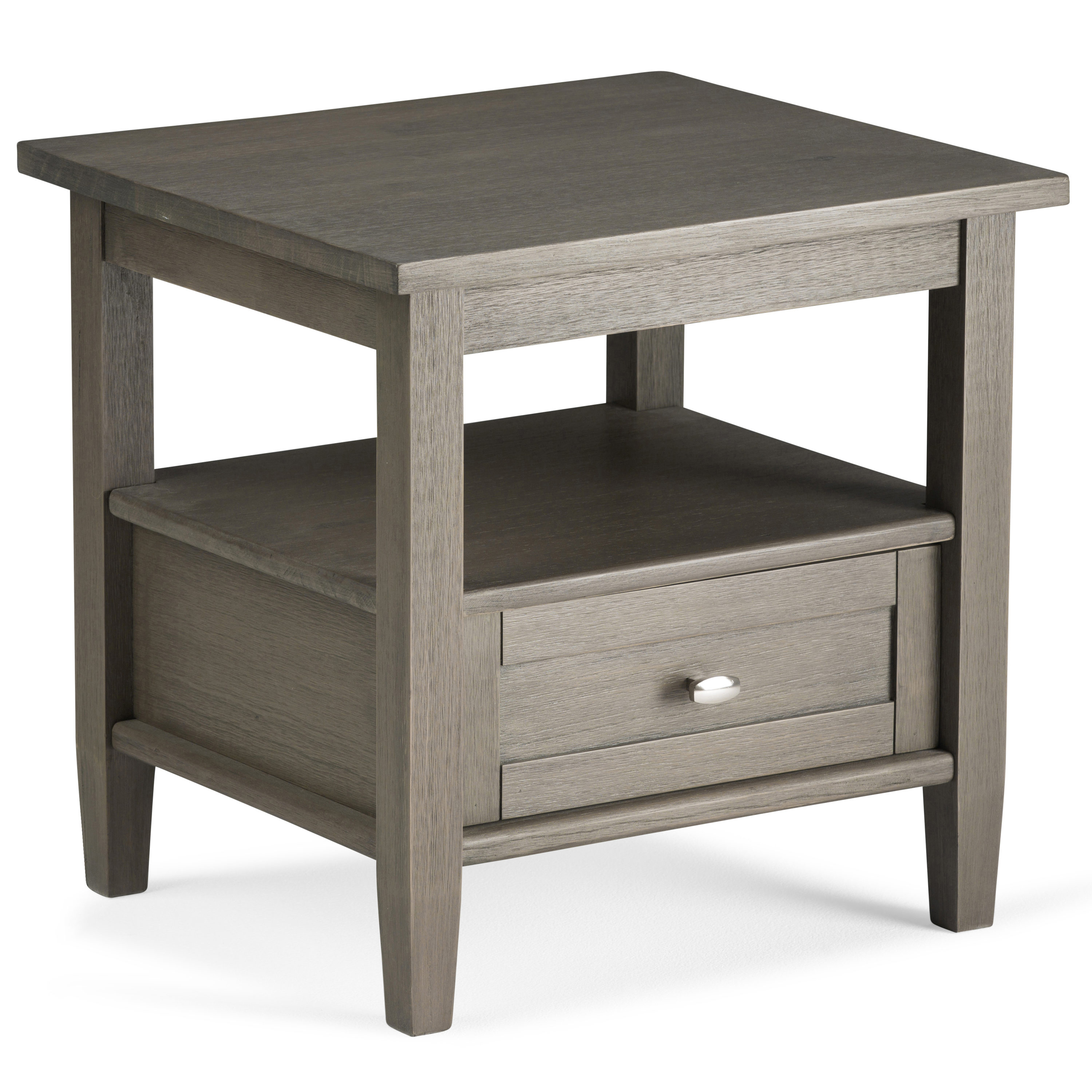 Simpli Home AXWSH002-FG Warm Shaker 20-in W x 19.7-in H Farmhouse Grey Wood Rectangular Modern End Table with Storage Assembly Required