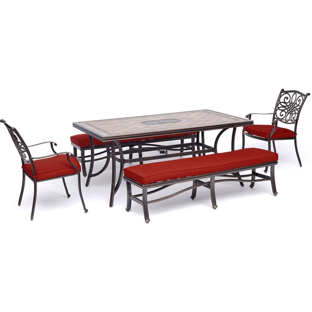 Hanover MONDN5PCBN-RED Monaco 5-Piece Red Patio Dining Set with Red Cushions