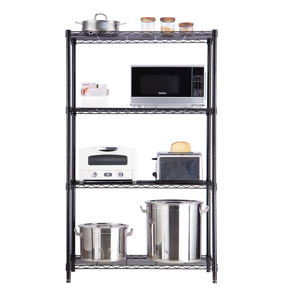MZG E4590150OK401LB Steel Heavy Duty 4 -Tier Utility shelving unit ( 36-in W x 18-in D x 59-in H ) ( Black , ( 350-lb lbs. Capacity Per Shelf )