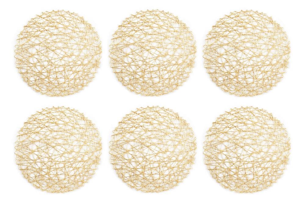 DII CAMZ34288 6 -Pack Gold Wicker Round Placemats