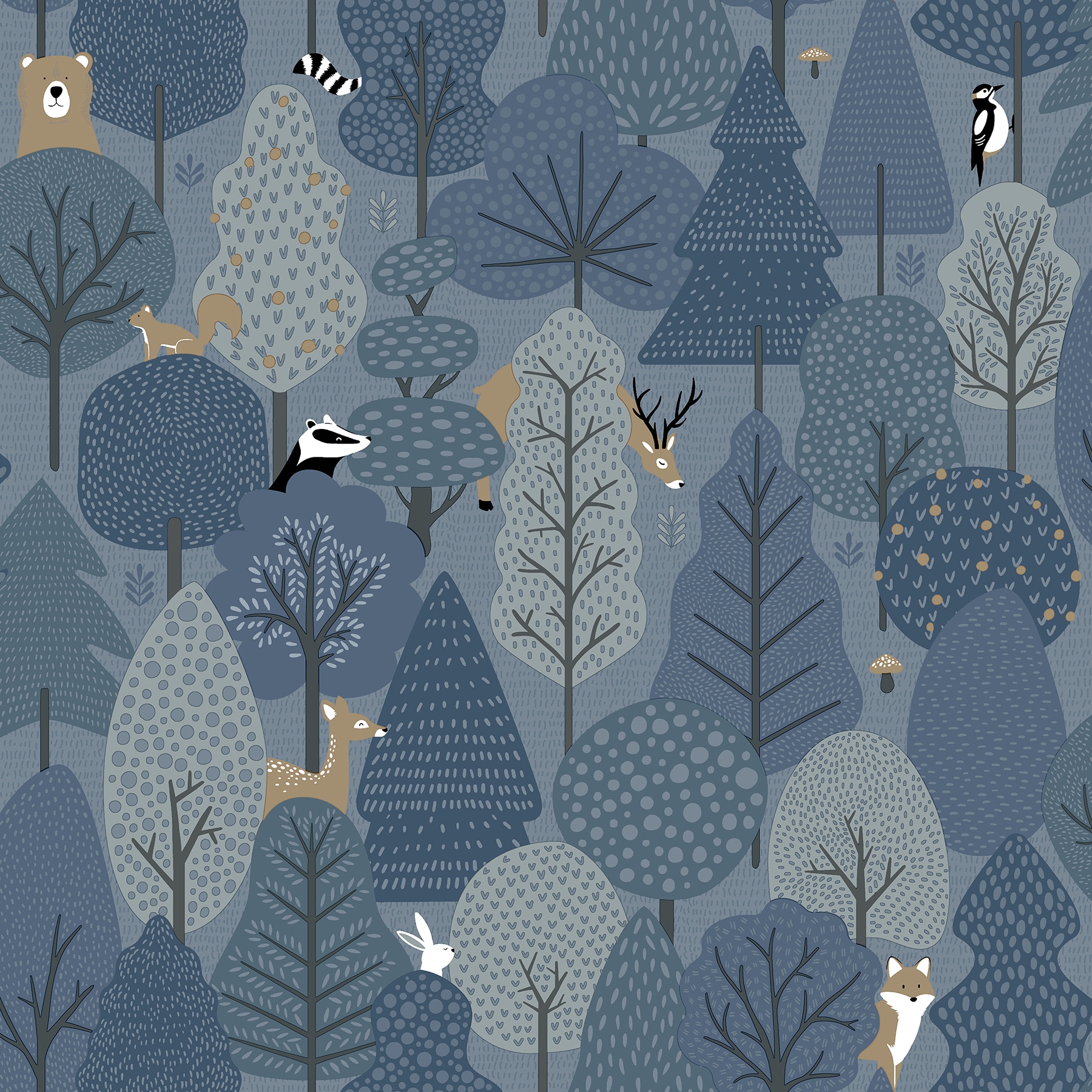 Chesapeake 4060-51601 Fable 57.5-sq ft Indigo Non-woven Animals Unpasted Wallpaper