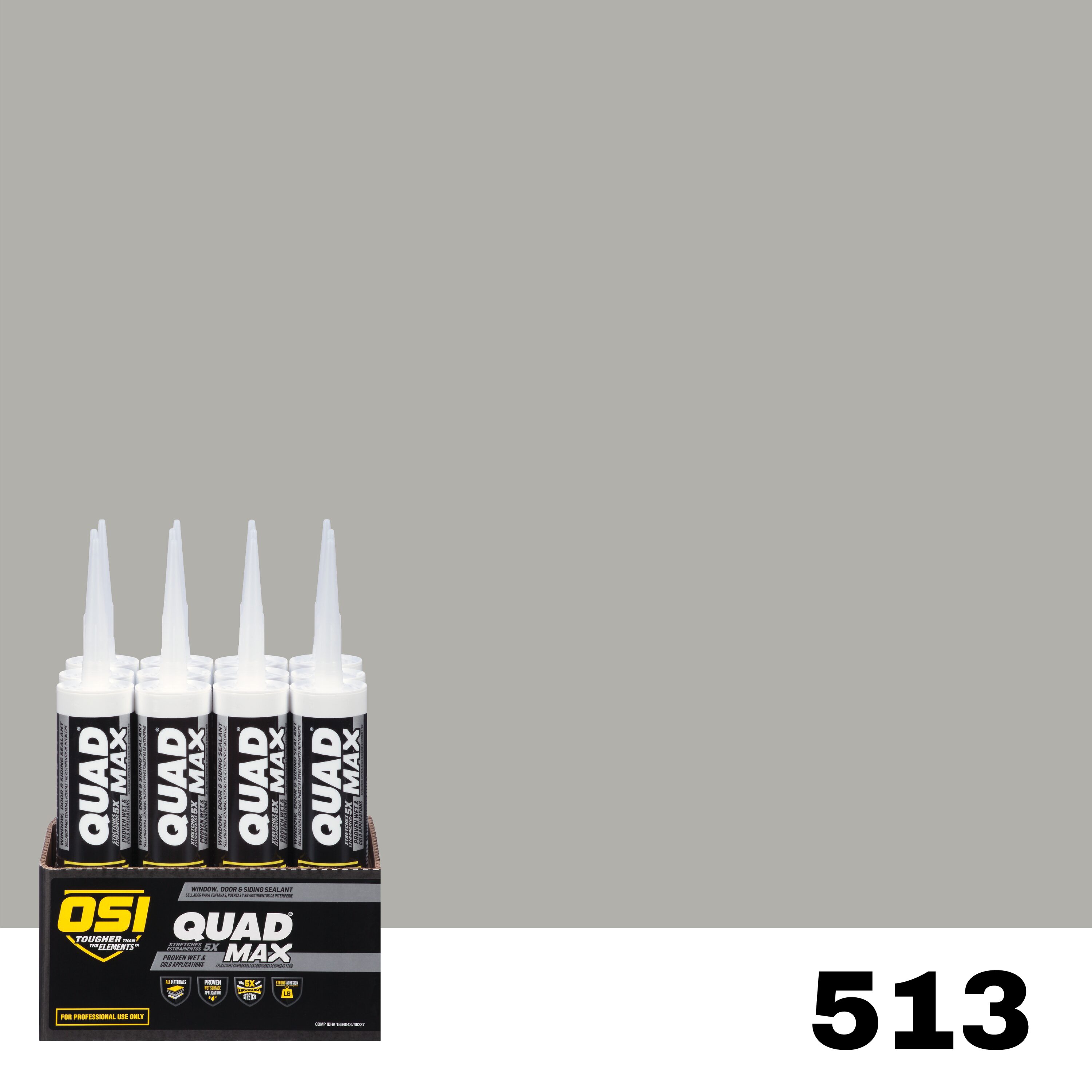 OSI 1869456 Quad Max 12 -Pack 9.5-oz Window door Gray 513 Paintable Advanced Sealant Caulk