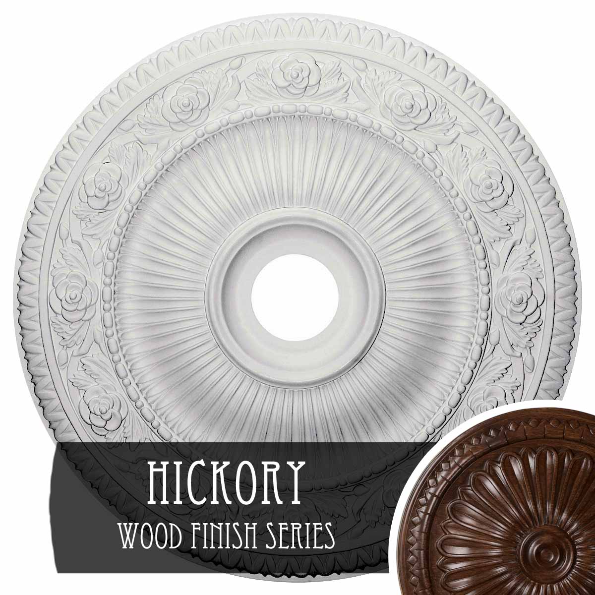 Ekena Millwork CM24LO1HIS Logan 24.25-in W x 24.25-in L Hickory Polyurethane Ceiling Medallion