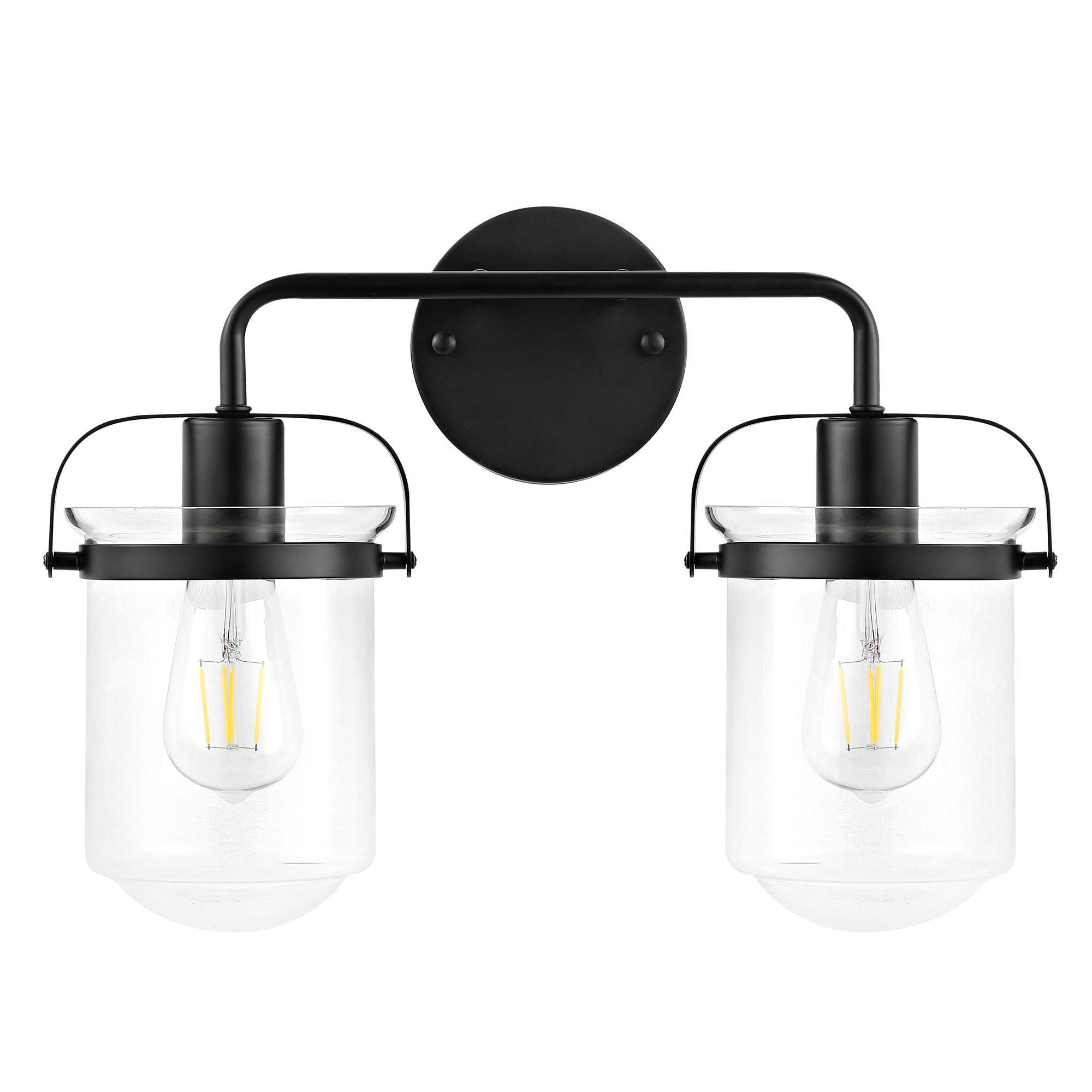GETLEDEL FX-0307BK 16-in 2 -Light Matte Black Modern/contemporary Vanity light