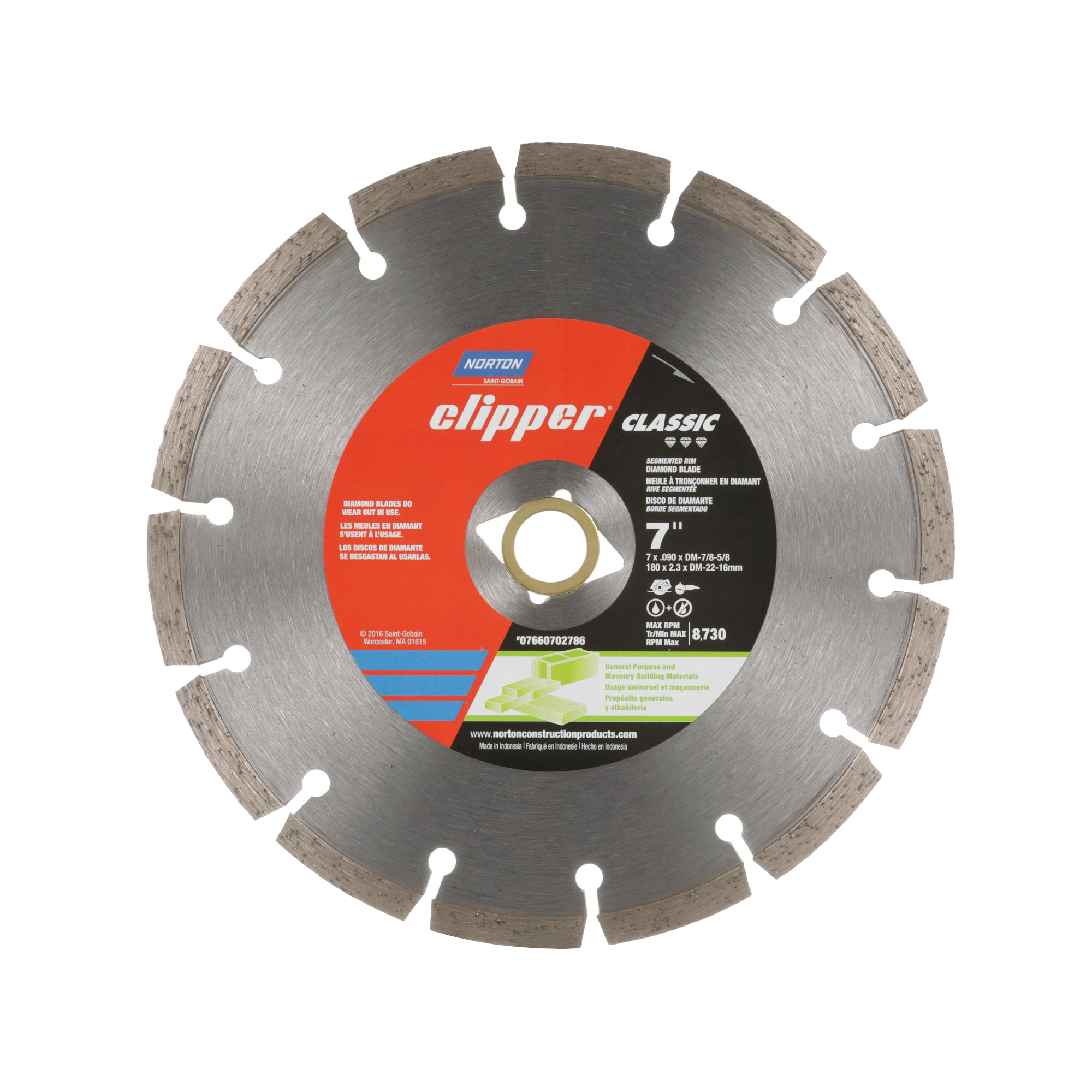 Norton Abrasives 7660702786 Norton Clipper 7-in Wet/Dry Segmented Rim Diamond Saw Blade