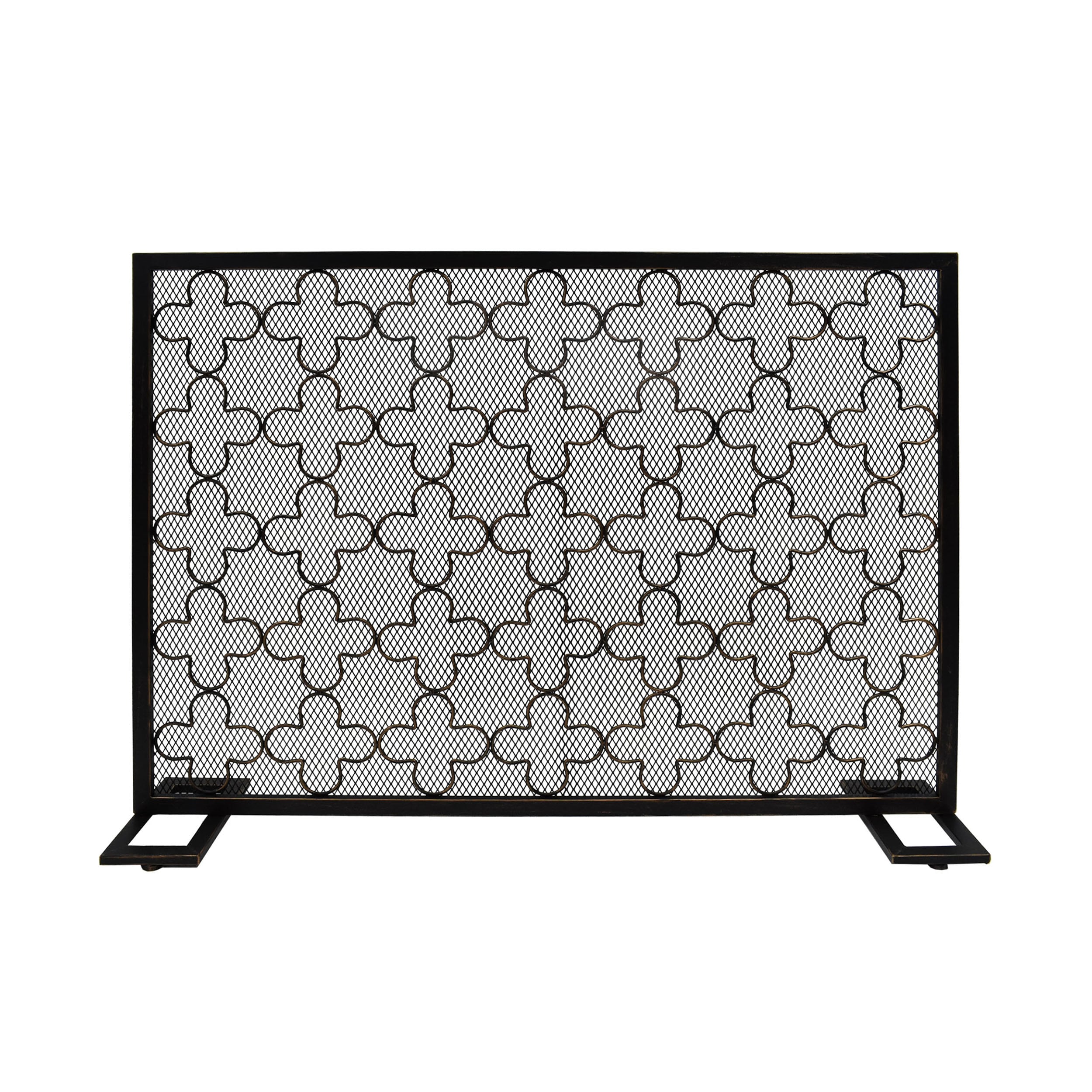 Best Selling Home Decor 309249 41-in Black brushed gold Iron 1 -Panel Flat Fireplace Screen