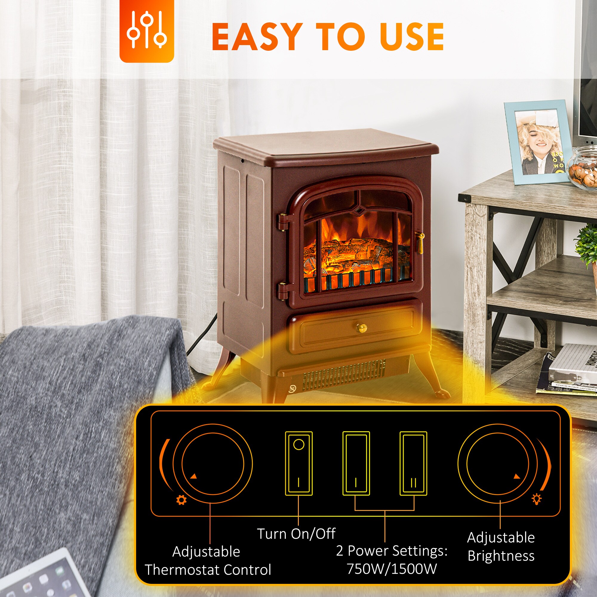 HomCom 820-037RD Electric-Fireplaces - View #6
