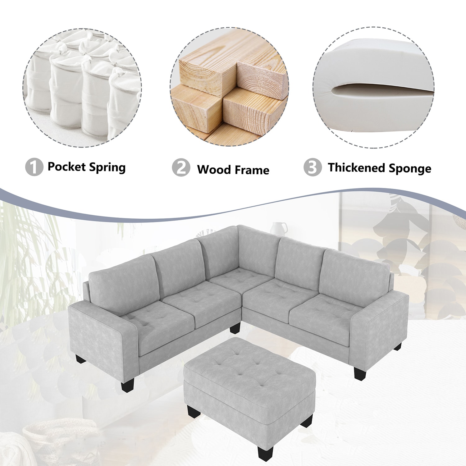 SINOFURN SYA370099GY Sofas-Loveseats - View #5