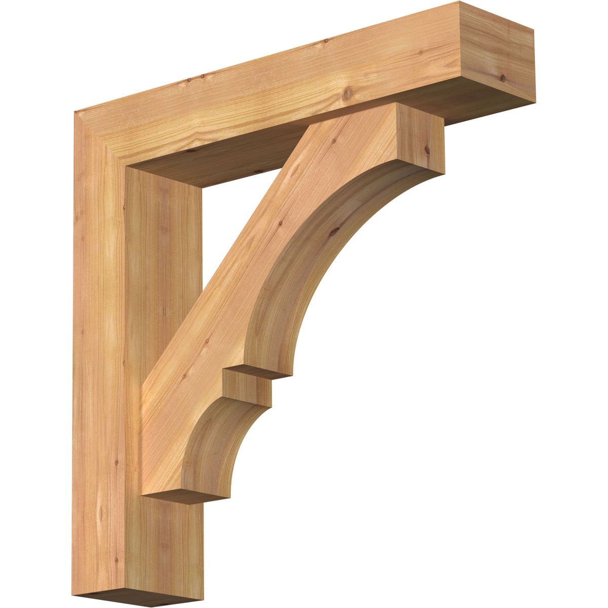 Ekena Millwork 1461945 Balboa Block Smooth Bracket with Offset Brace 5-1/2-in x 24-in x 24-in Western red cedar Brown Wood Standard bracket