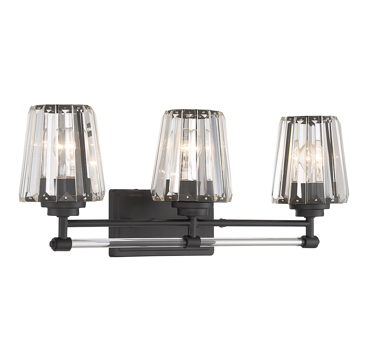 Matte Black 3-Light Vanity with Clear Crystal Shades