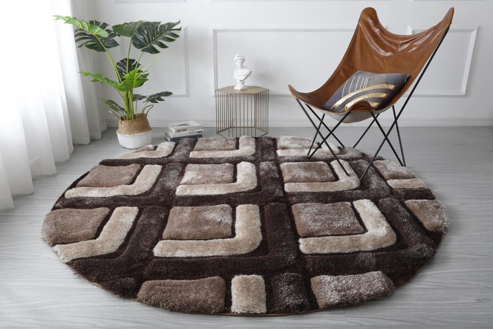 European Geometric Leaves Area Rug - 7x10 Orange Brown Living Room Bedroom  Rug, Non-Slip Machine Washable Soft Playroom Mat Indoor Floor Accent Carpet