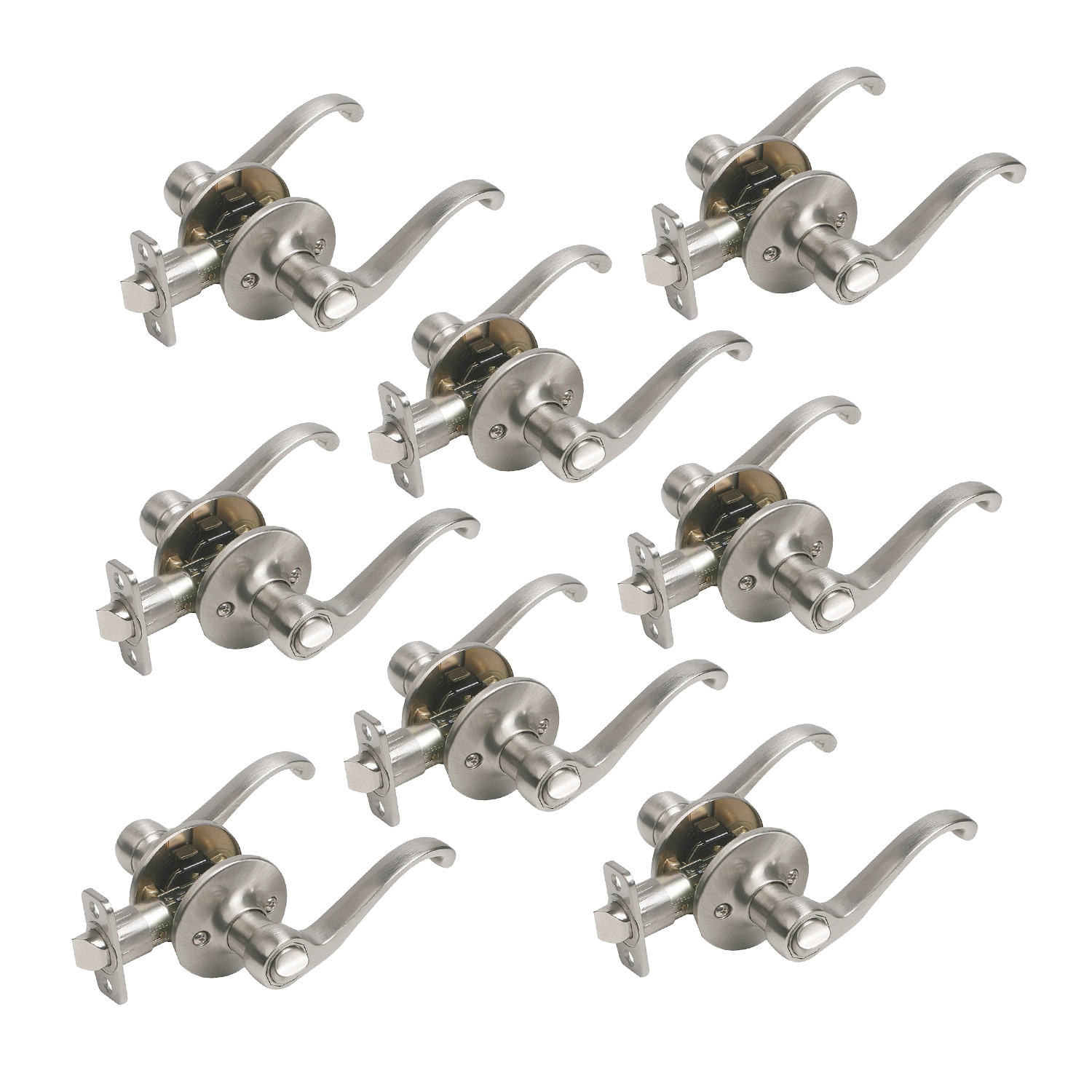 Design House Scroll Satin Nickel Universal Interior Bed/Bath Privacy Door Handle (8-Pack) 190827 Sansujyuku sansujyuku.com