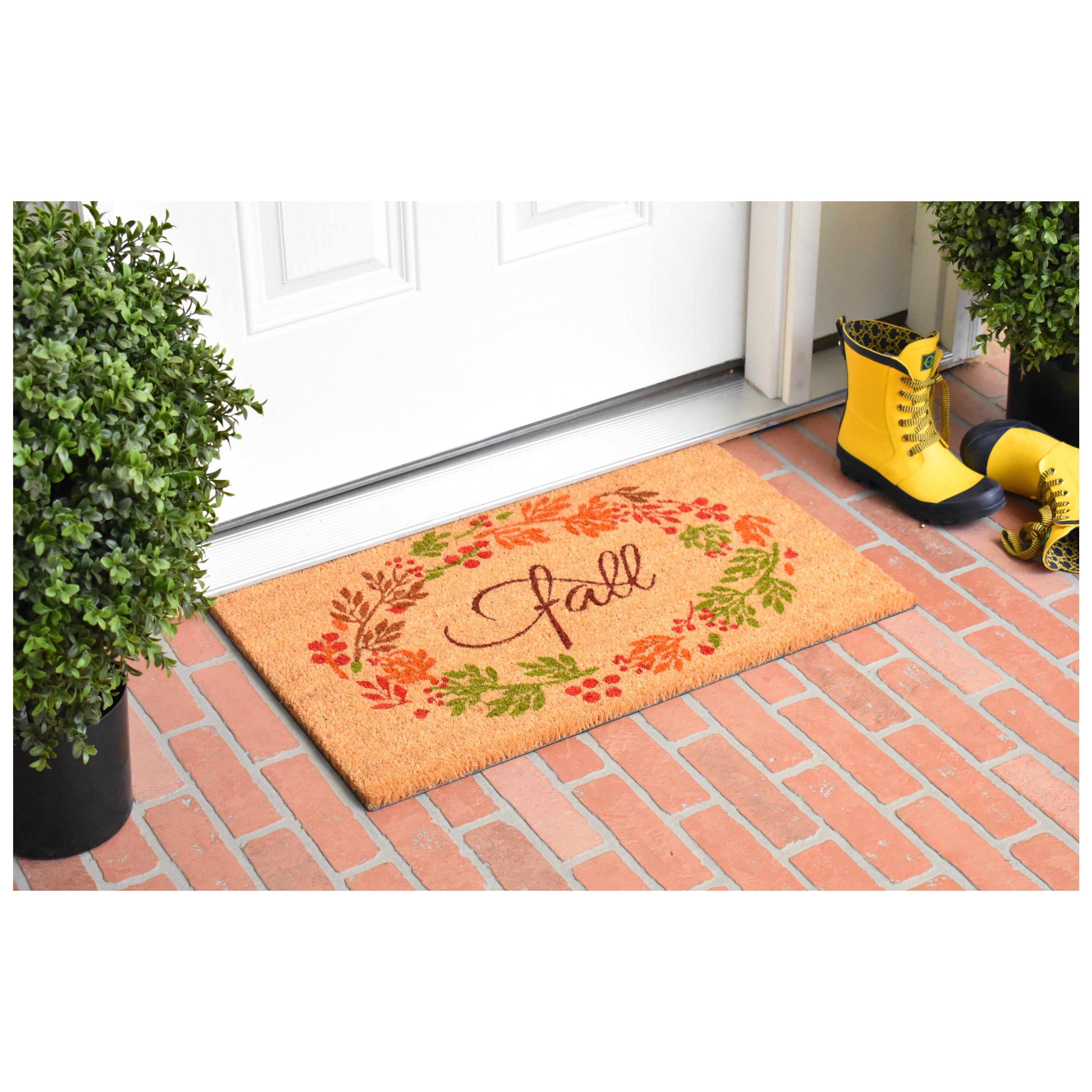 Northlight Natural Coir Joy Wreath Christmas Doormat 18 x 30