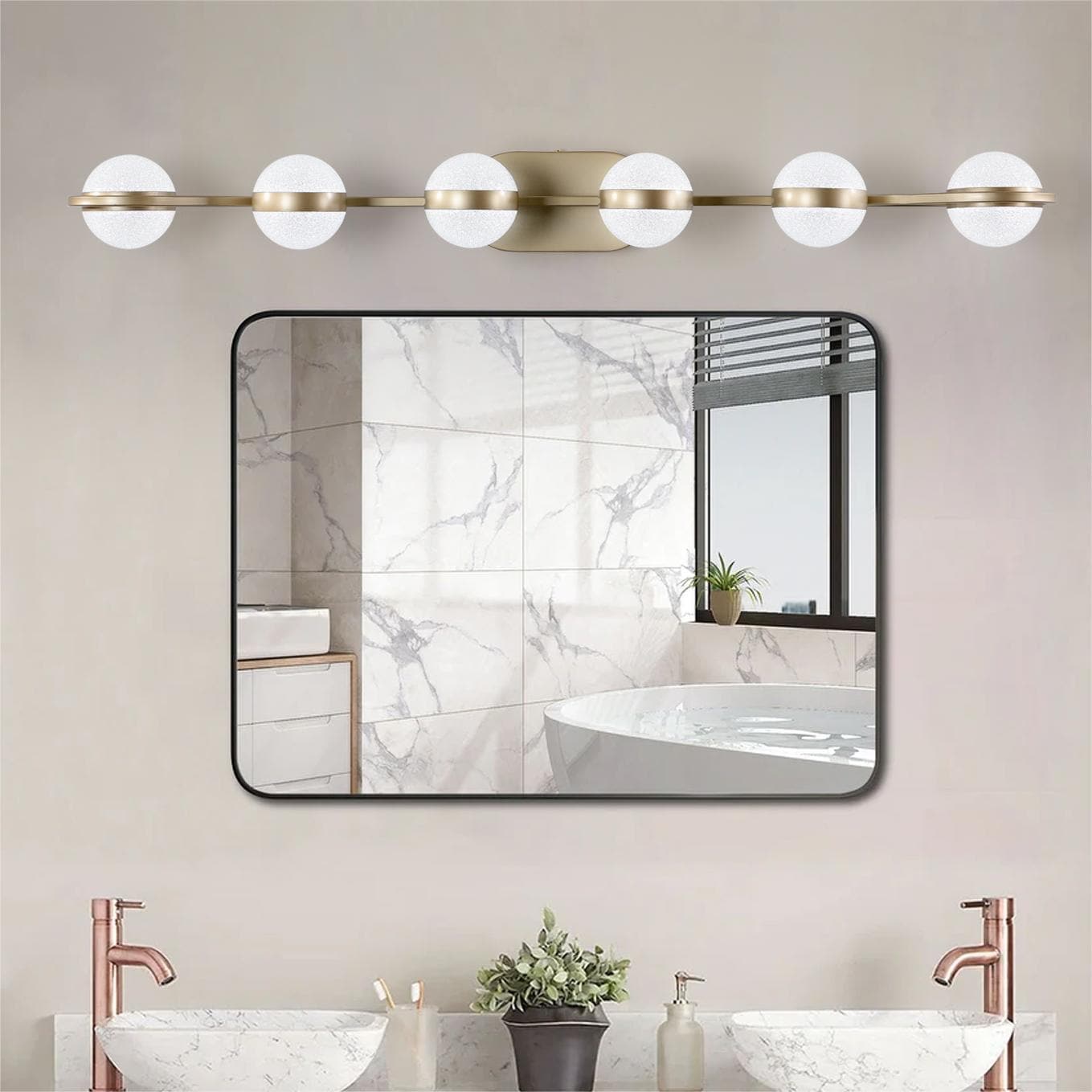 WELLFOR WCY222GG9-6 MC LED Acrylic Vanity Lights 9.1-in 6 -Light Gold Integrated LED Modern/contemporary Vanity light