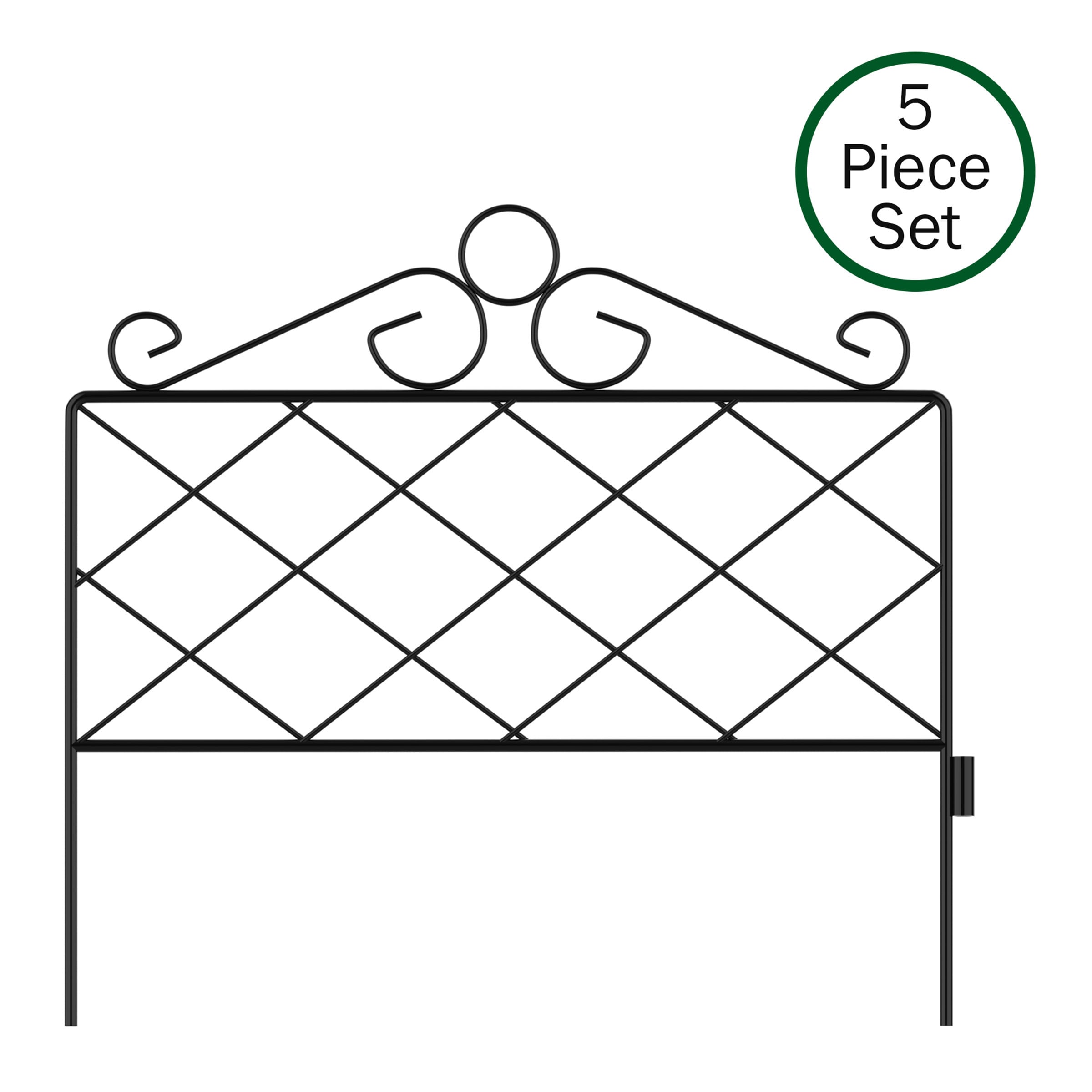 Nature Spring 668572BIL 7.6-Feet x 16.5-Inches Fencing 5 -Pack Black Steel Landscape edging section