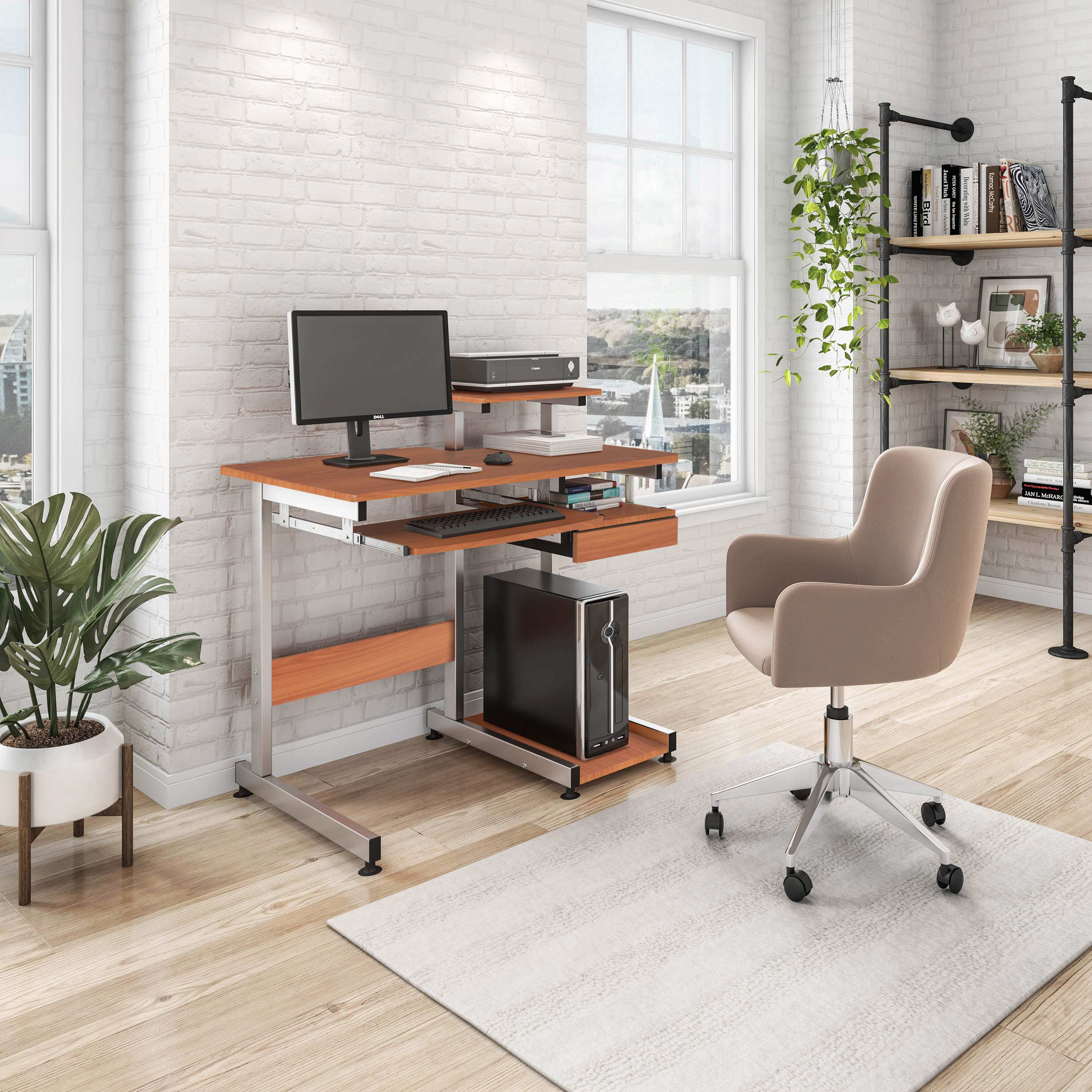 LOVMOR SF-R-RTA-2706A-WG01 Complete Computer Workstation Desk Woodgrain