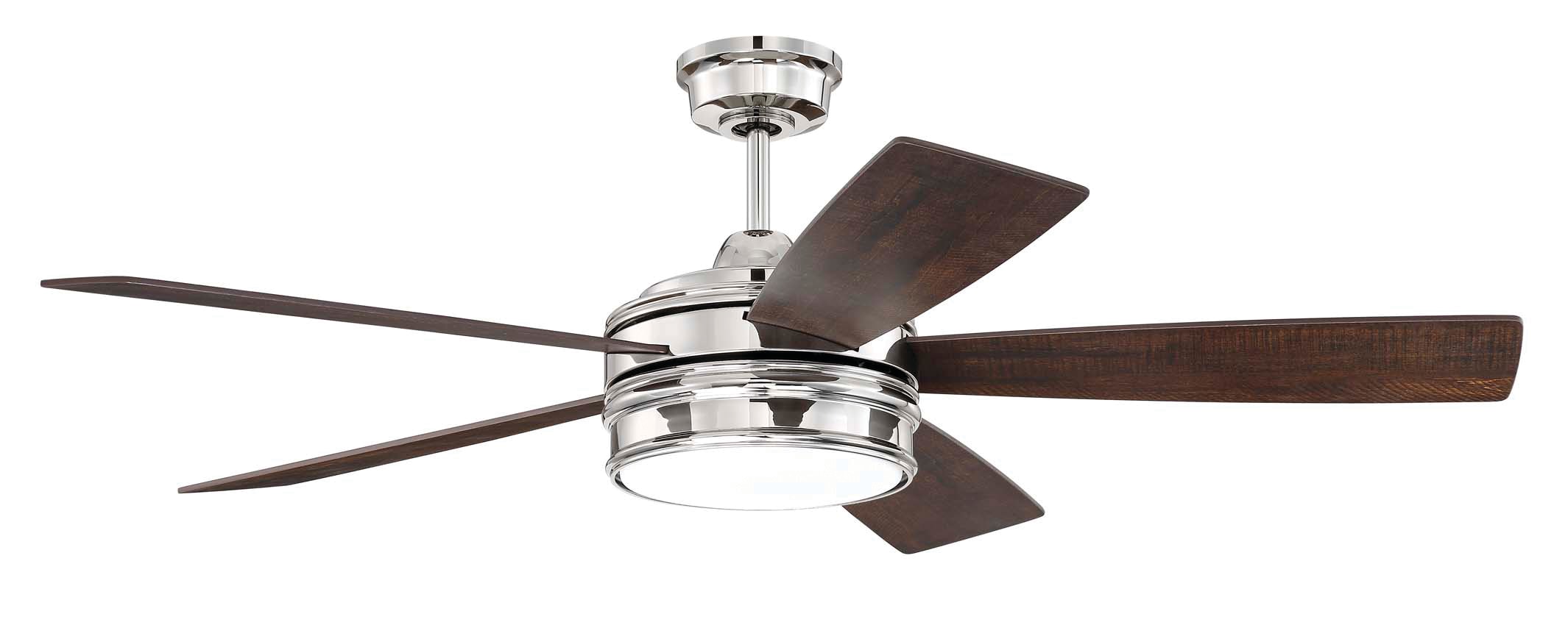 Craftmade Braxton 52-in Polished Nickel LED Indoor Downrod or Flush Mount Ceiling  Fan with Light Remote (5-Blade) in the Ceiling Fans department at