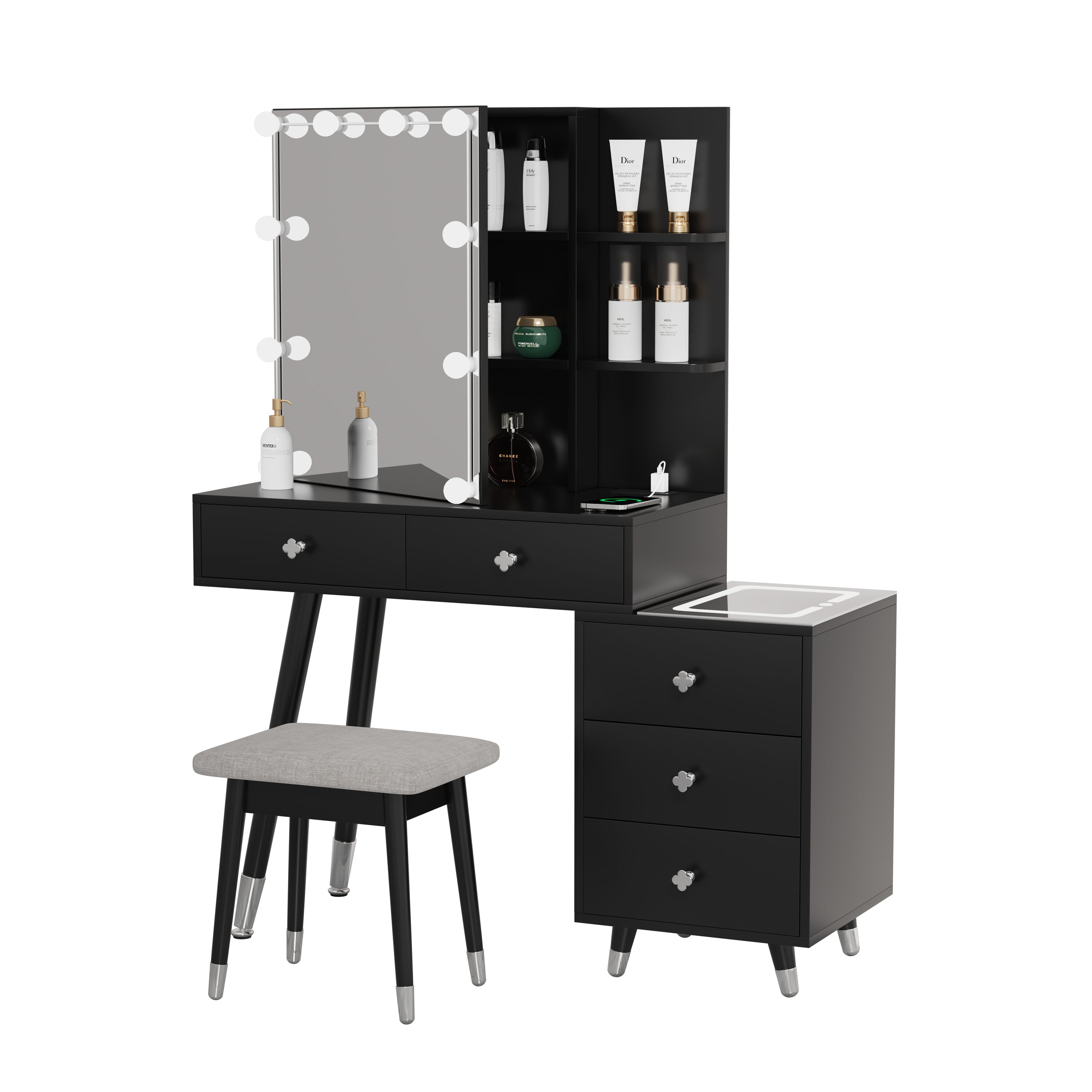 Winado LO1G52003273 31.5-in Black Makeup Vanity