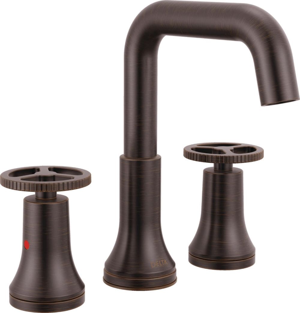 Delta 35547-RBMPU-DST Trinsic Venetian Bronze Widespread 2-handle WaterSense High-arc Commercial/Residential Handle Bathroom Sink Faucet with Drain
