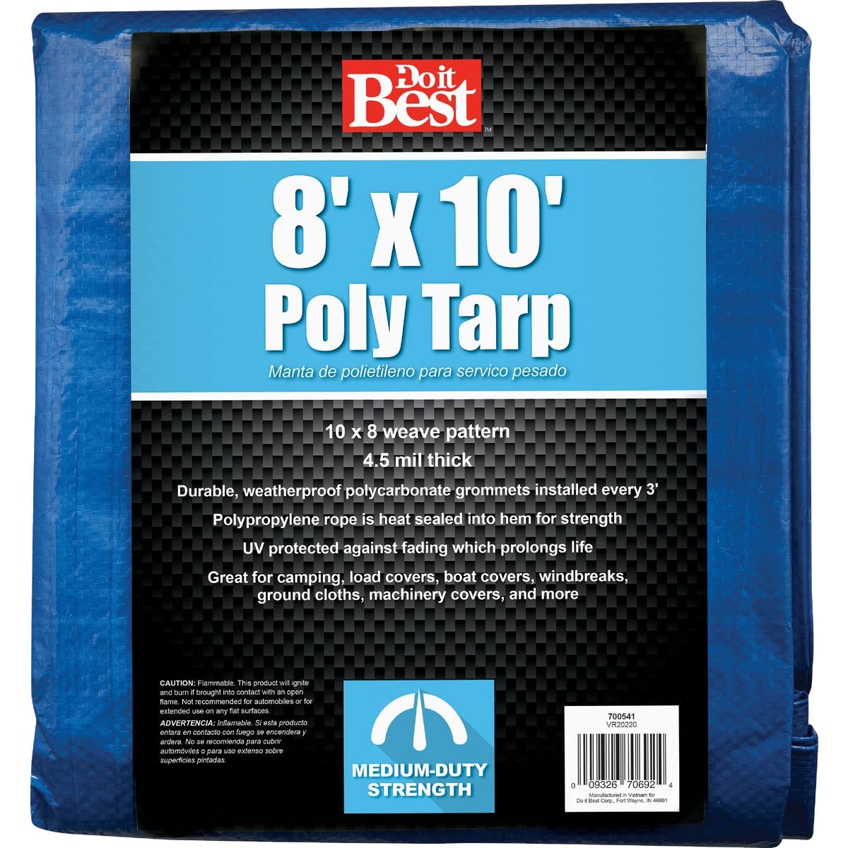 Do it Best  700541 Medium-Duty Blue Tarpaulin 8X10