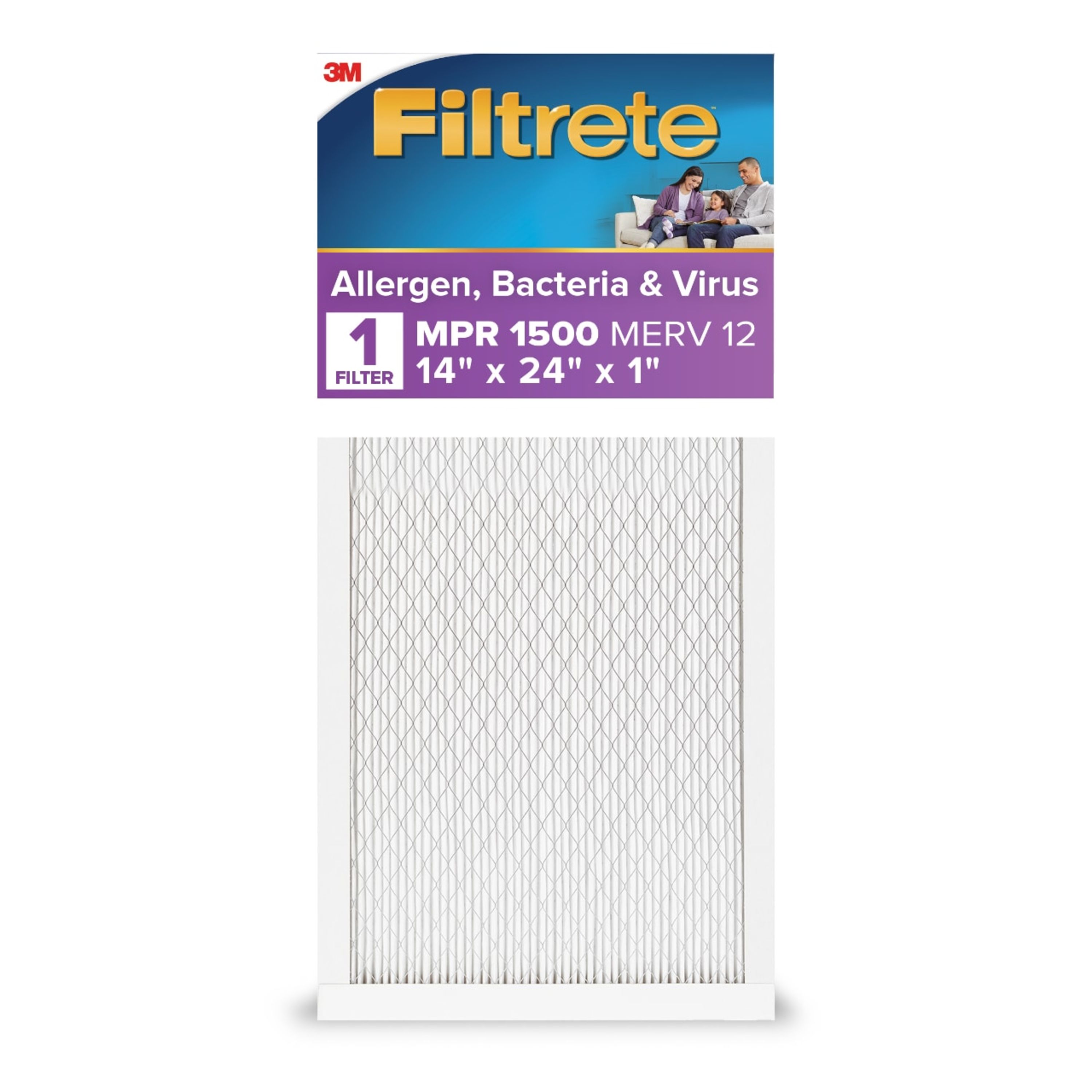 Filtrete 2023DC-9 14 x 24 x 1 MERV 12 1500 MPR Allergen, Bacteria and Virus Electrostatic pleated Air Filter