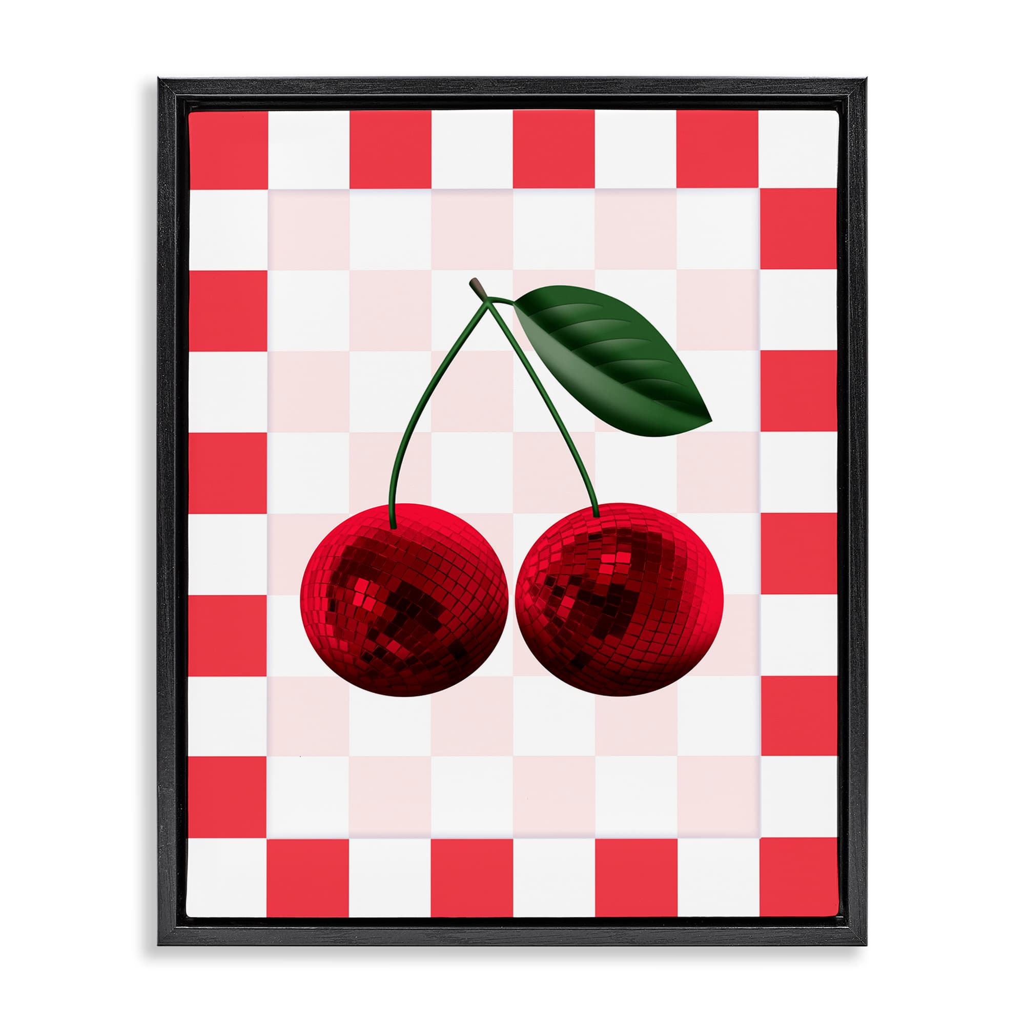 Stupell Industries BS-485-FFB-24X30 Disco Cherries on Checkered Floating Frame design by Marcus Prime