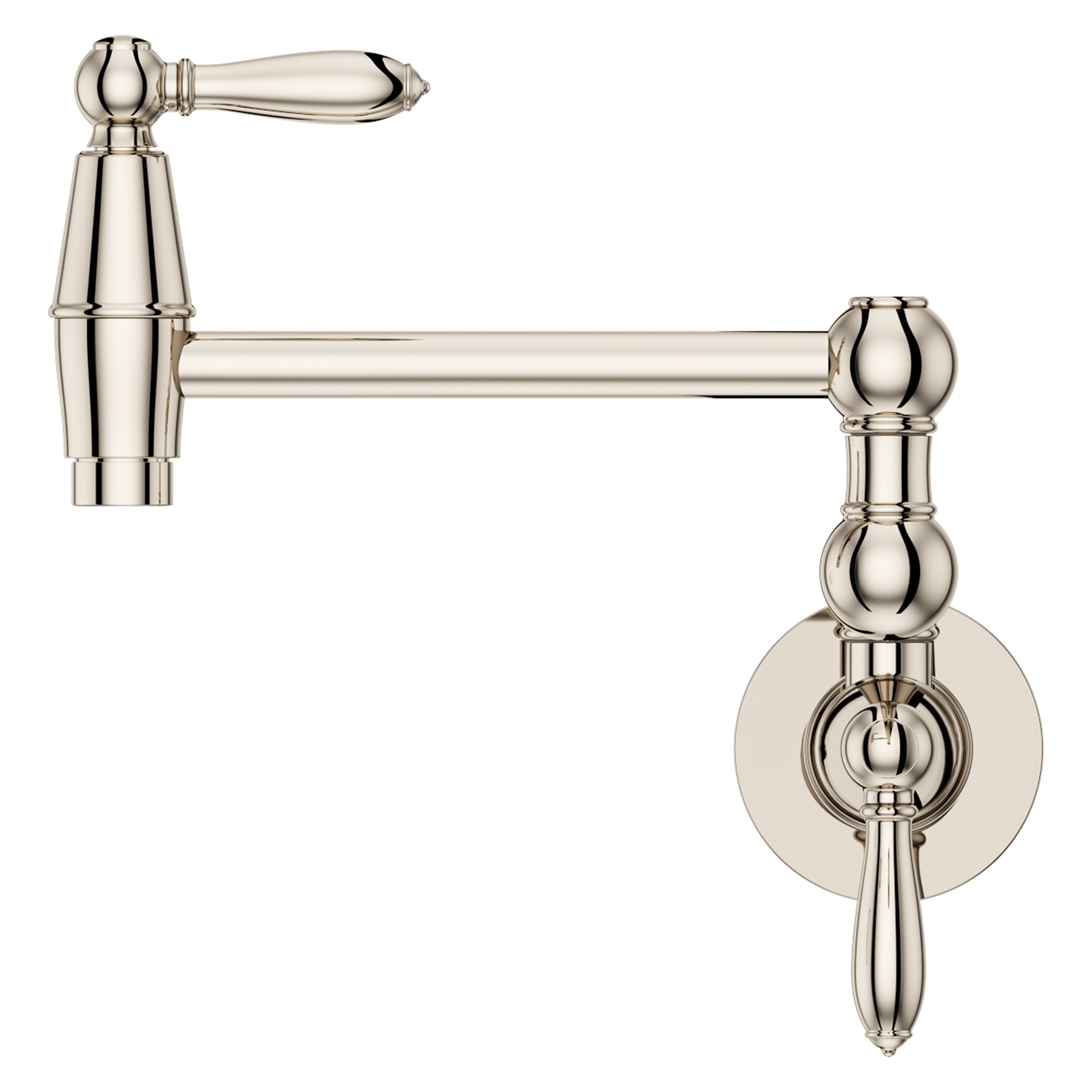 Port Haven Polished Nickel Wall-Mounted Pot Filler Faucet