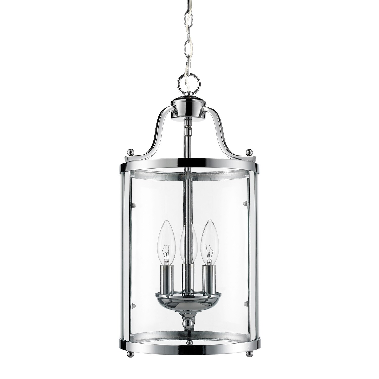 Chrome Finish 3-Light Glass Pendant Light
