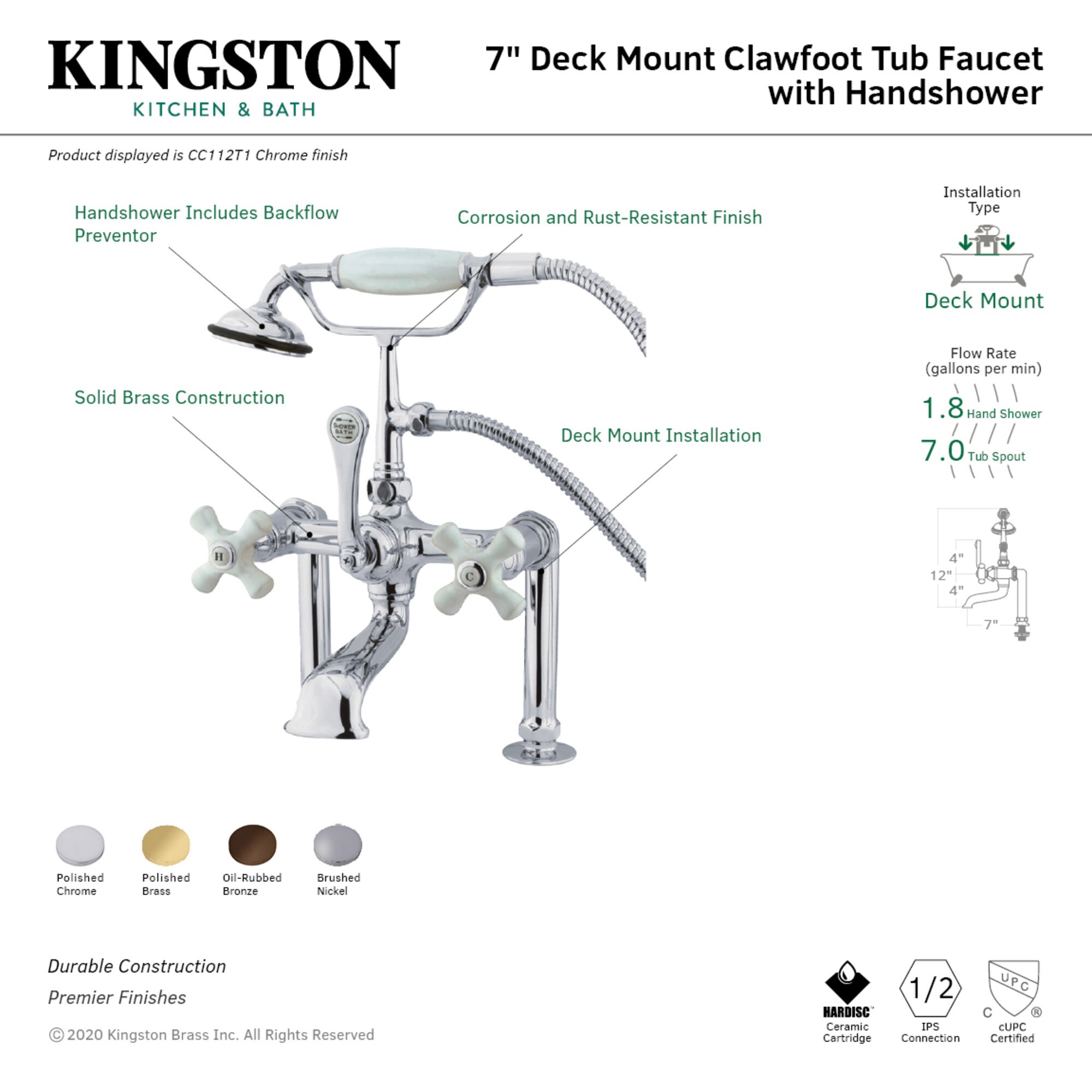 Kingston Brass WLCC112T1 Roman-Tub-Faucets - View #3