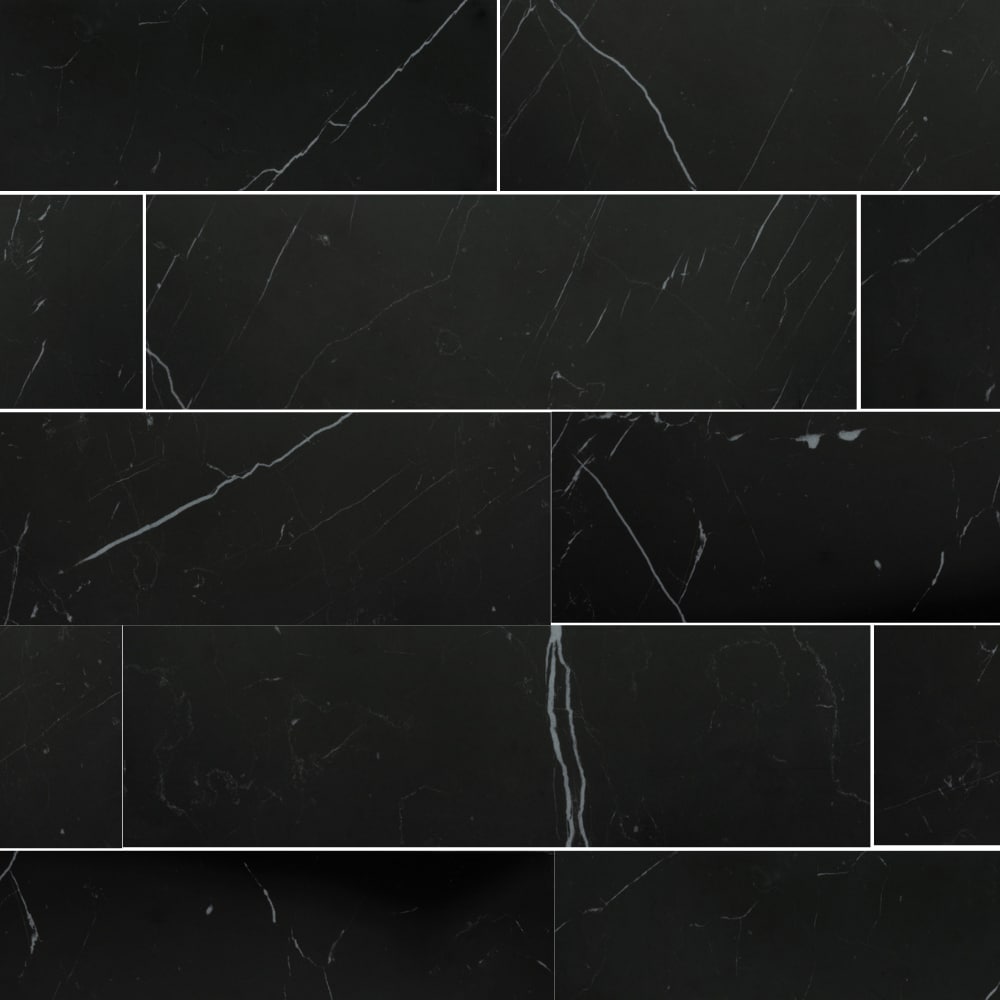 The Tile Life TPREX0412GN Pent House Nero Marquina 4-in x 12-in Polished Porcelain Marble Look Floor and Wall Tile (6.46-sq. ft/ Carton)